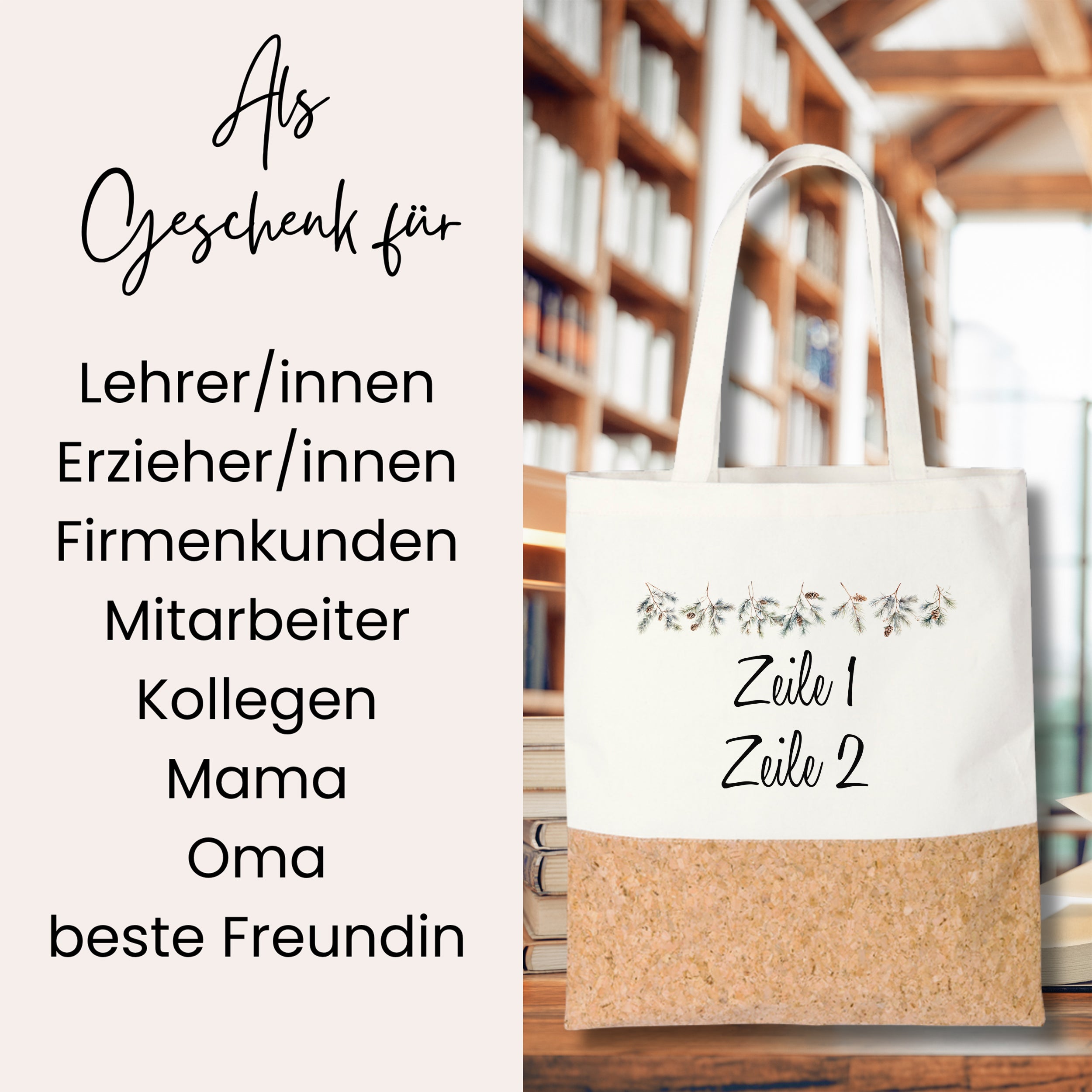 Tasche mit Korkboden und floralem Motiv
