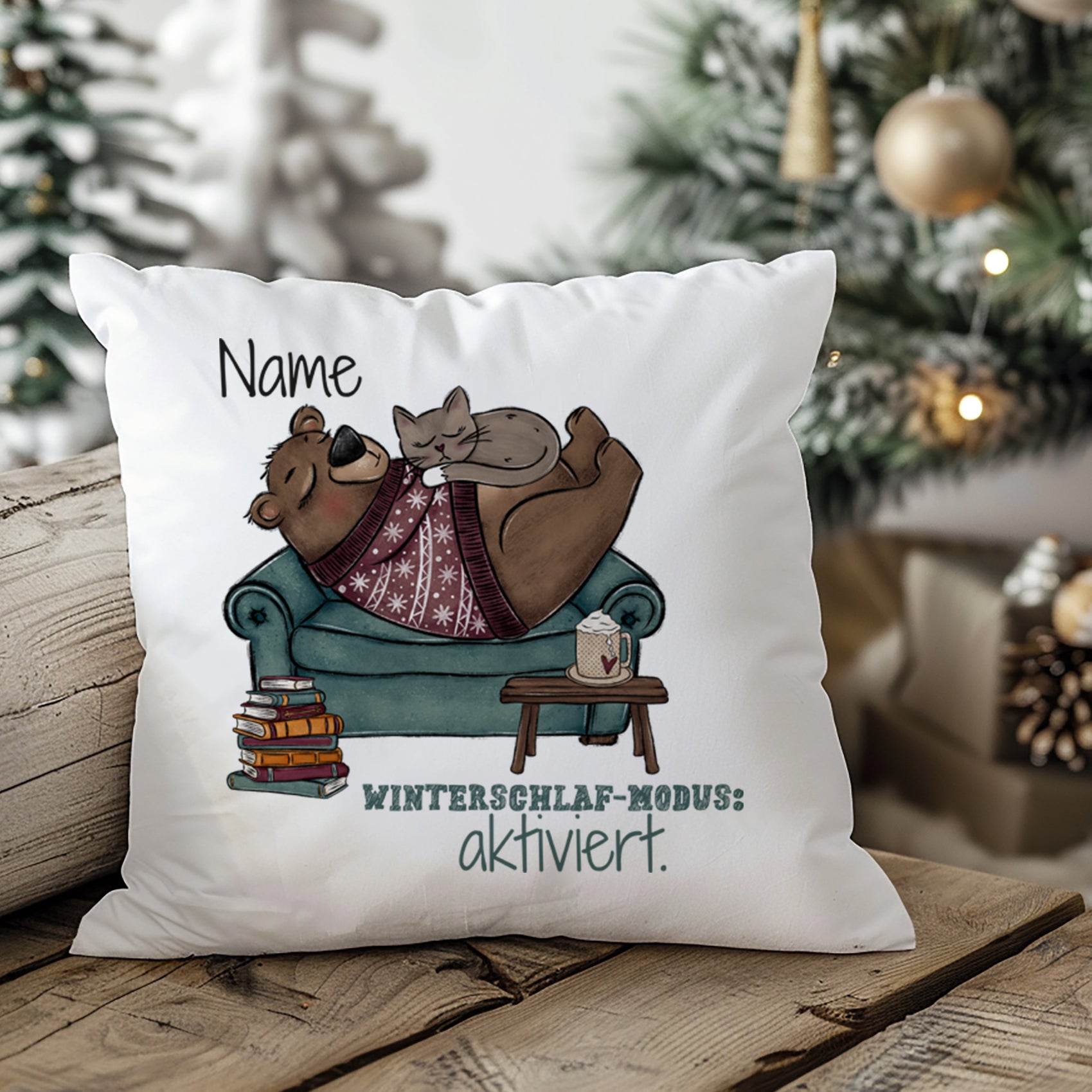 Kissenbezug Bär und Katze