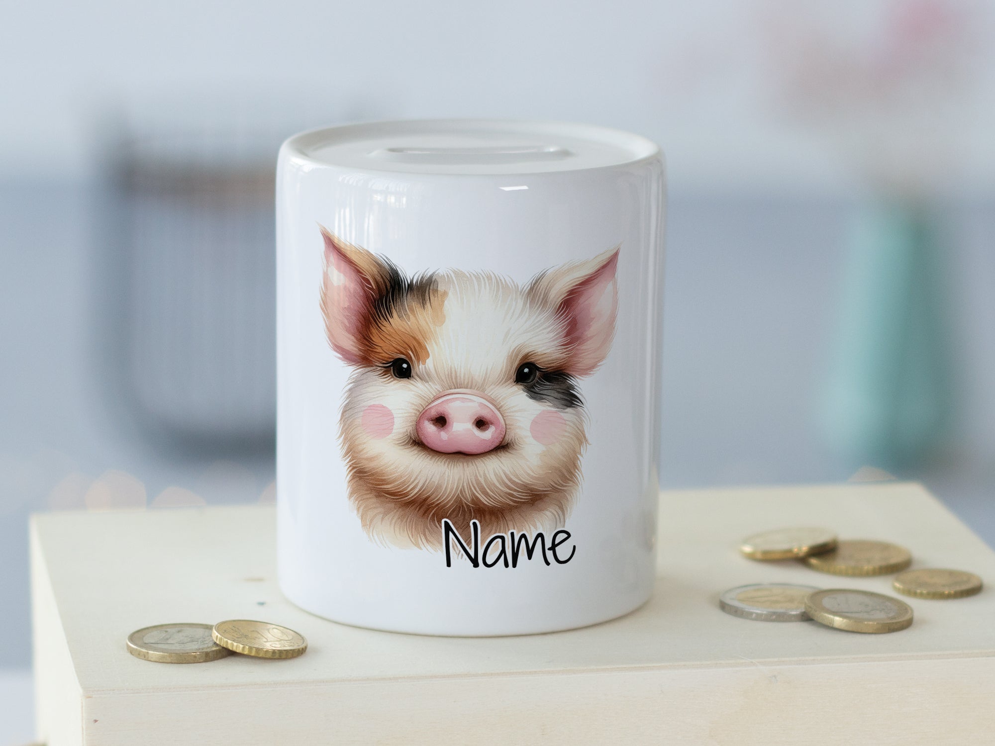 Spardose mit süßem Schweinemotiv