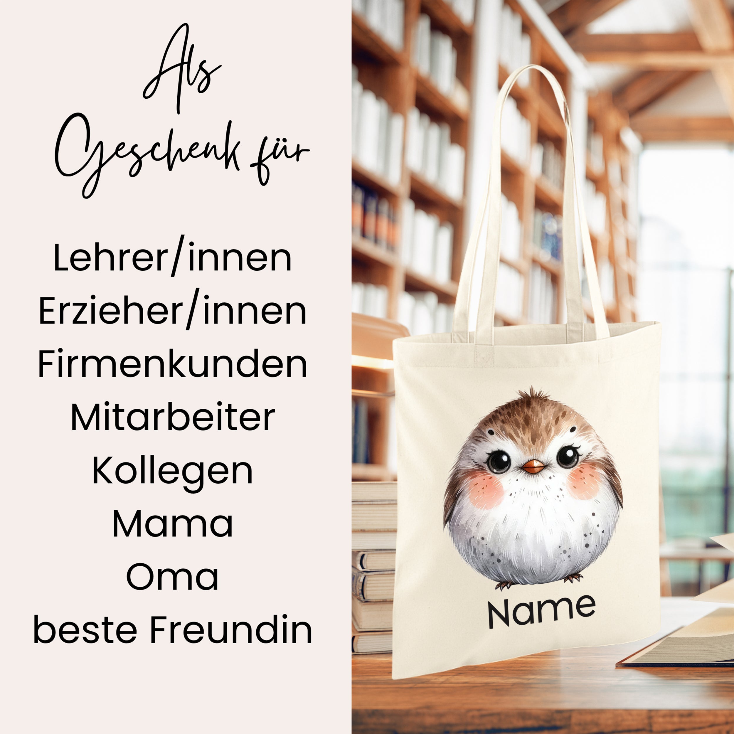 Tasche mit niedlichem Vogelmotiv
