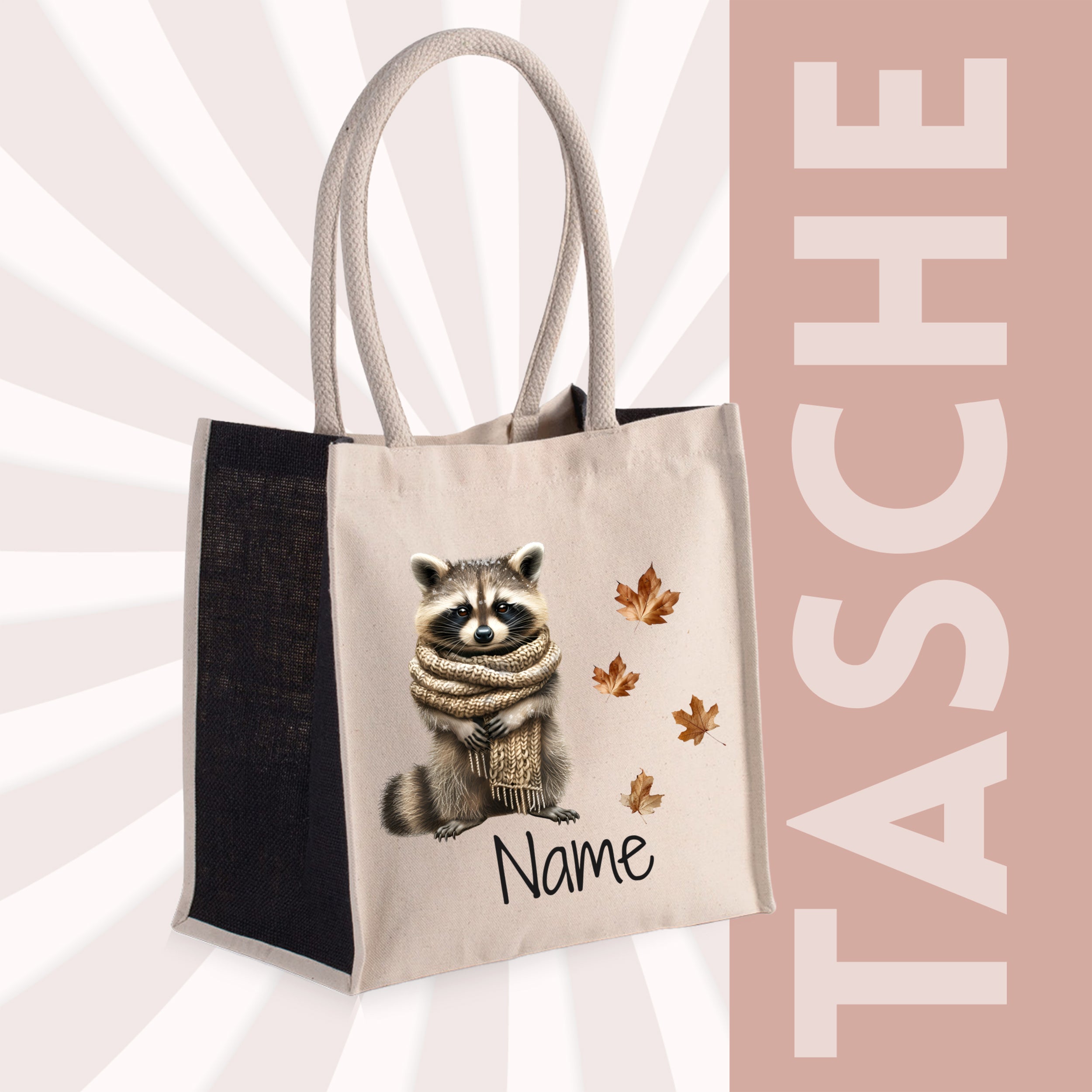 Tasche Waschbär im Herbst