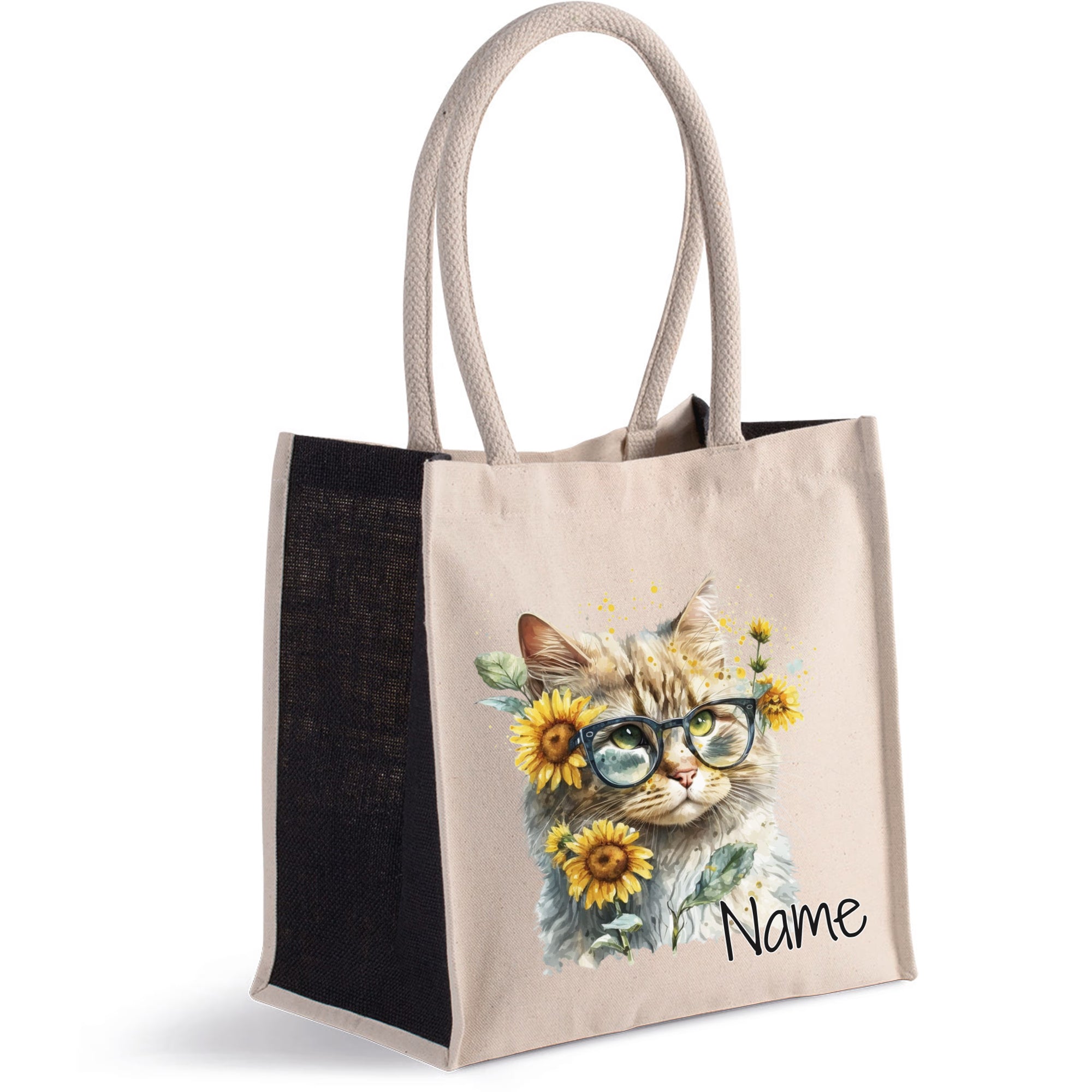 Tasche Katze mit Sonnenblumen