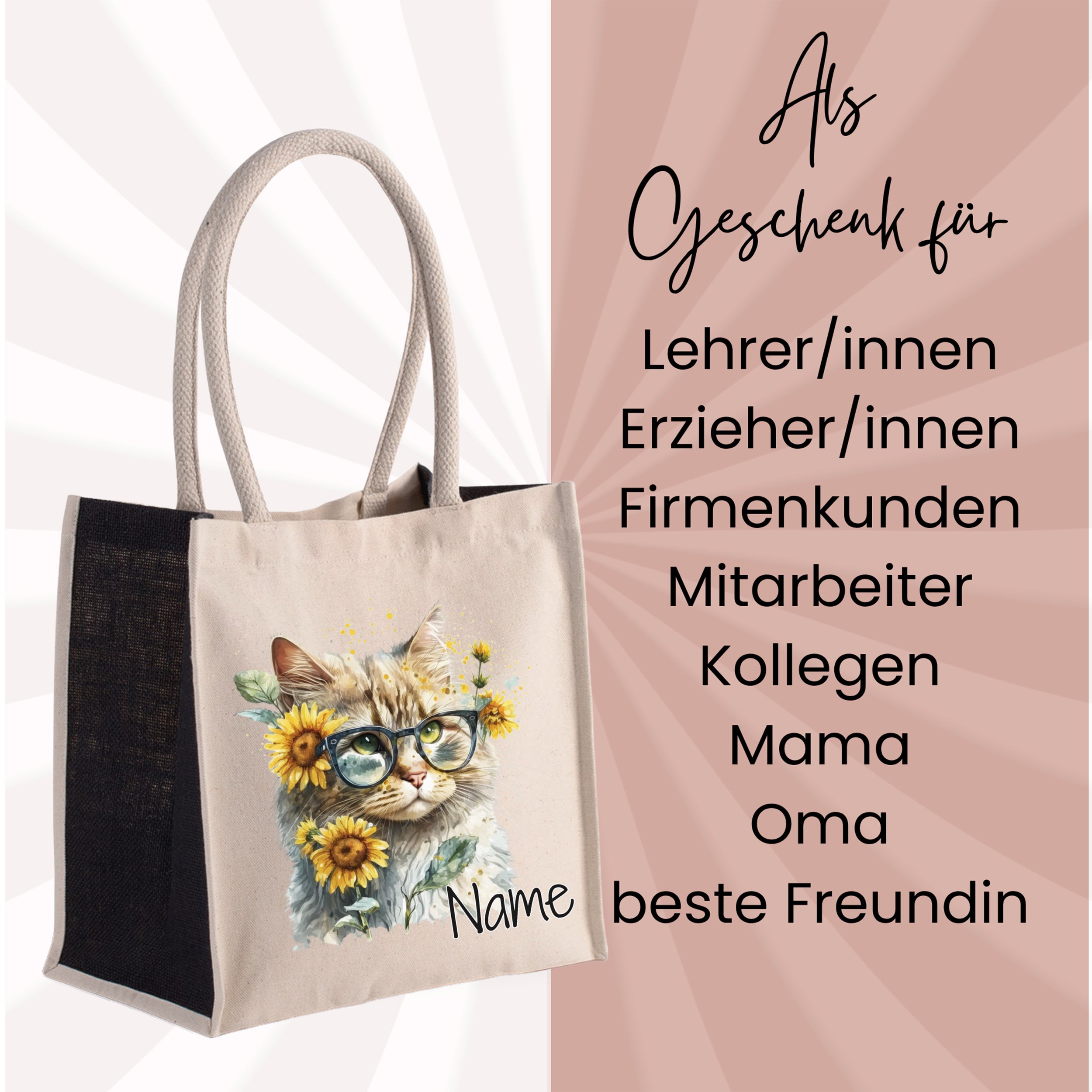 Tasche Katze mit Sonnenblumen