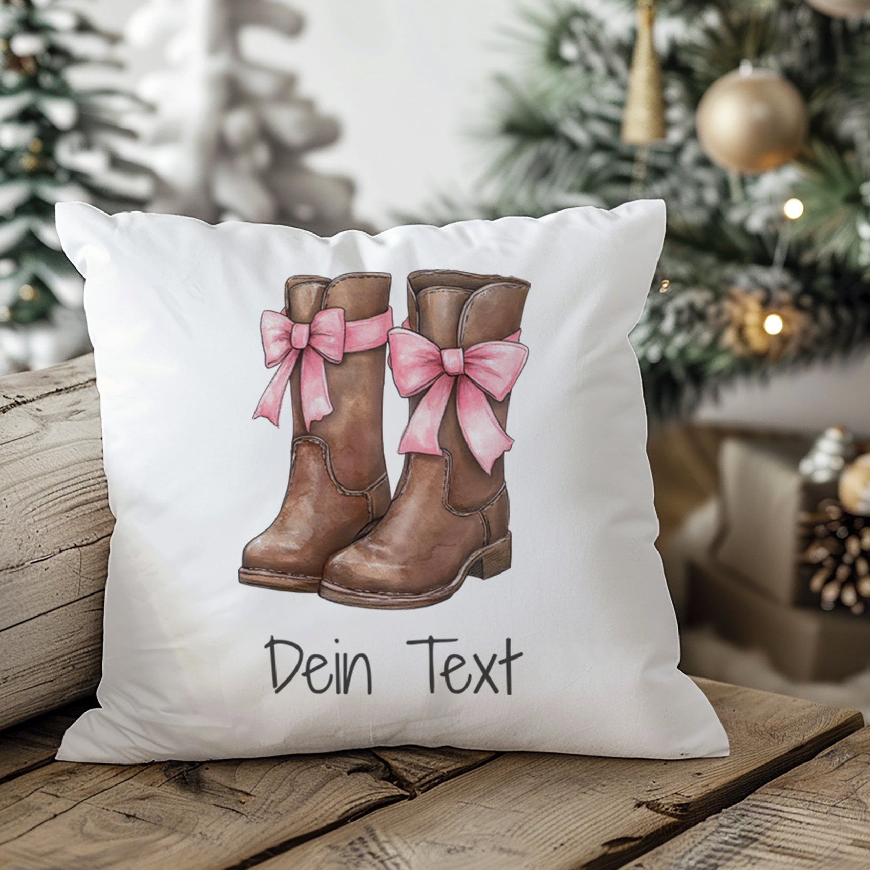 Kissenbezug mit Stiefeln