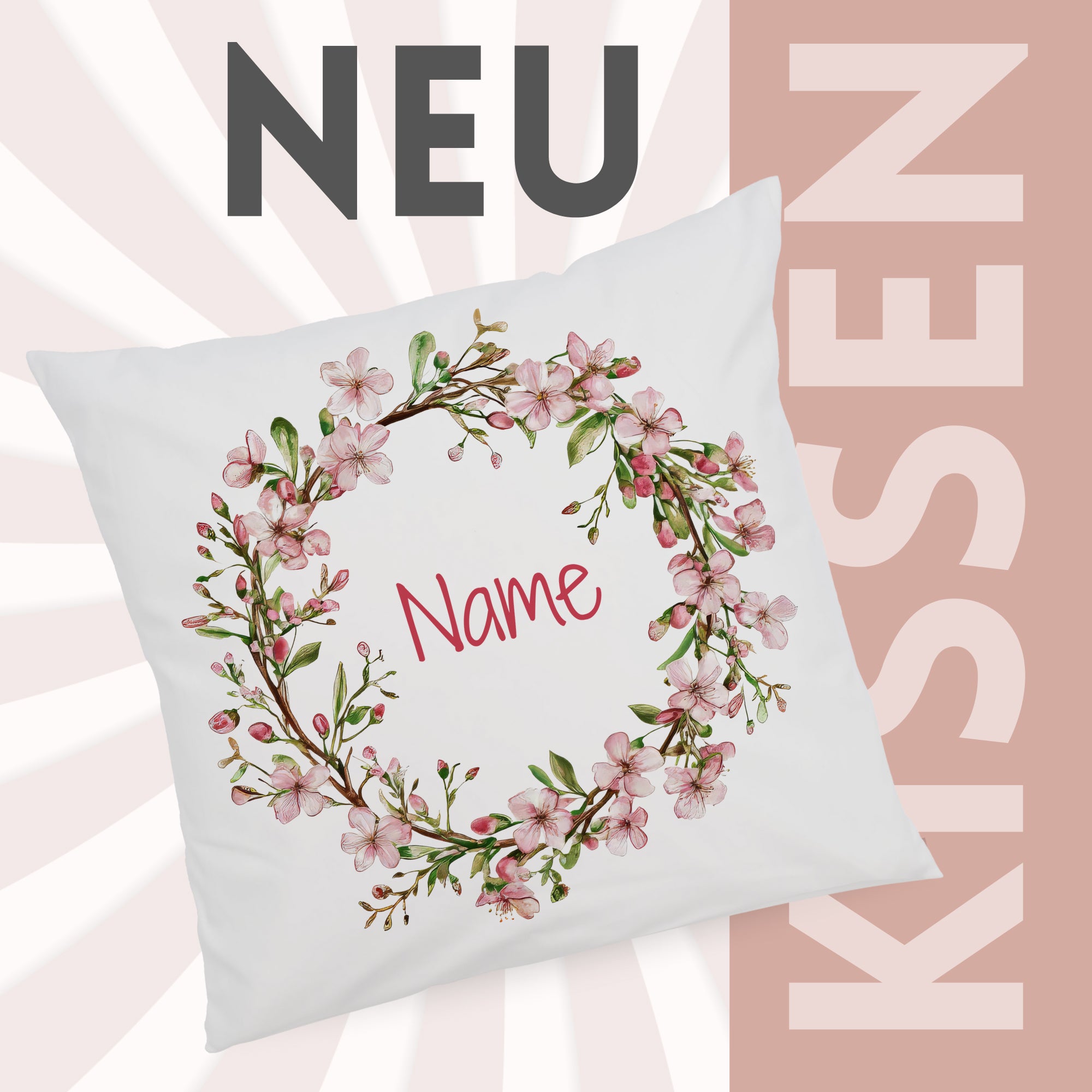 Kissenbezug mit Blumenkranz