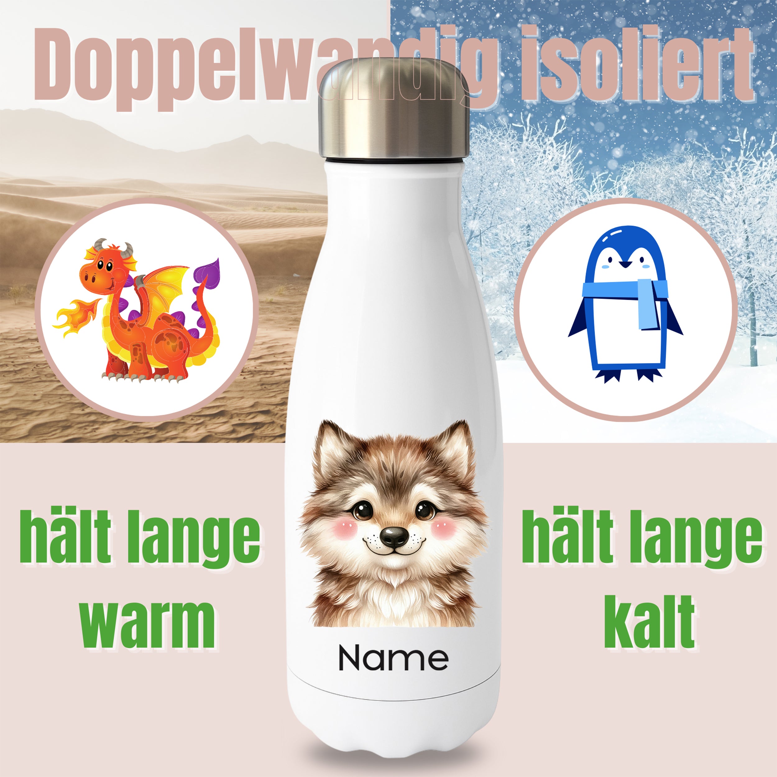 Thermoflasche Wolf