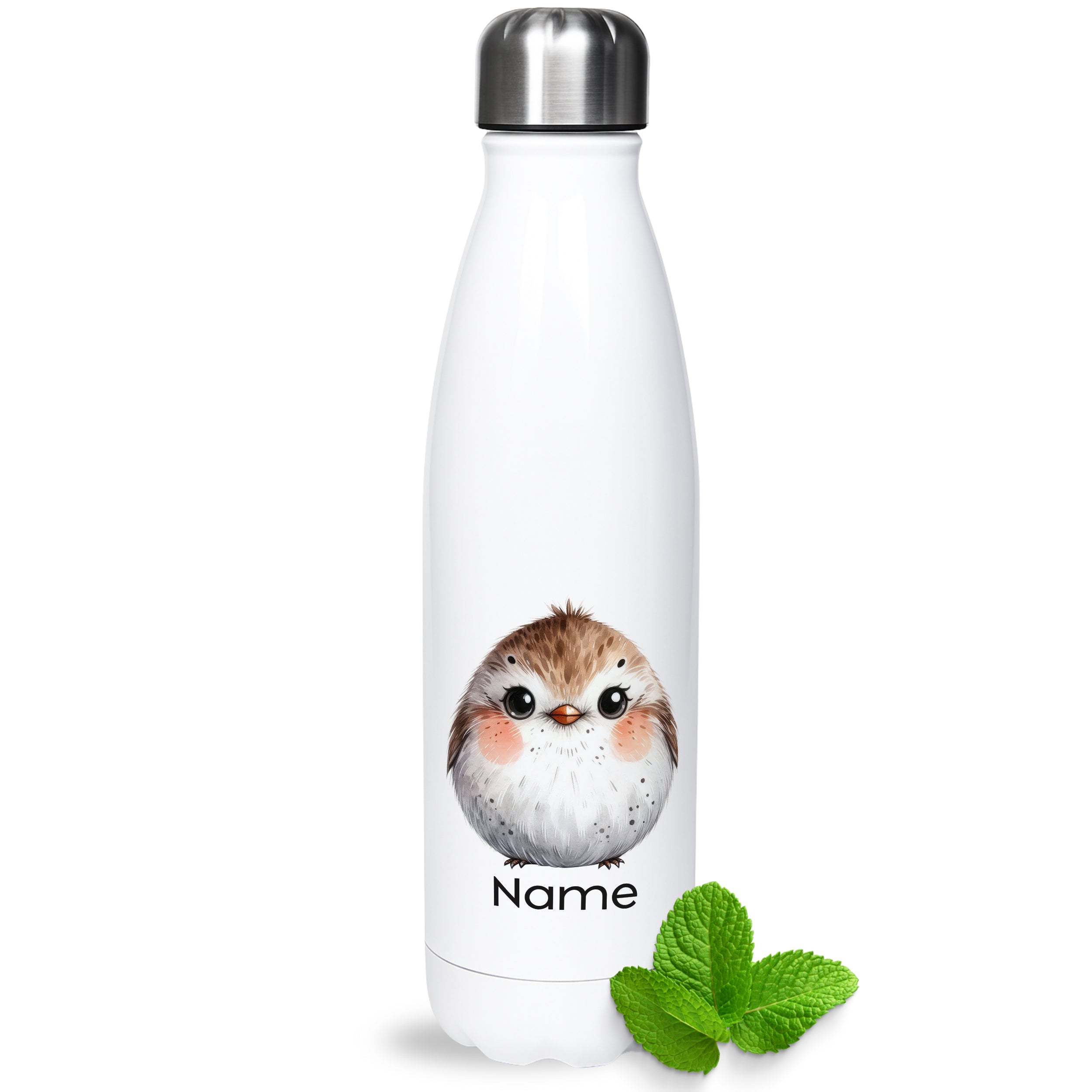 Thermoflasche mit Vogelmotiv