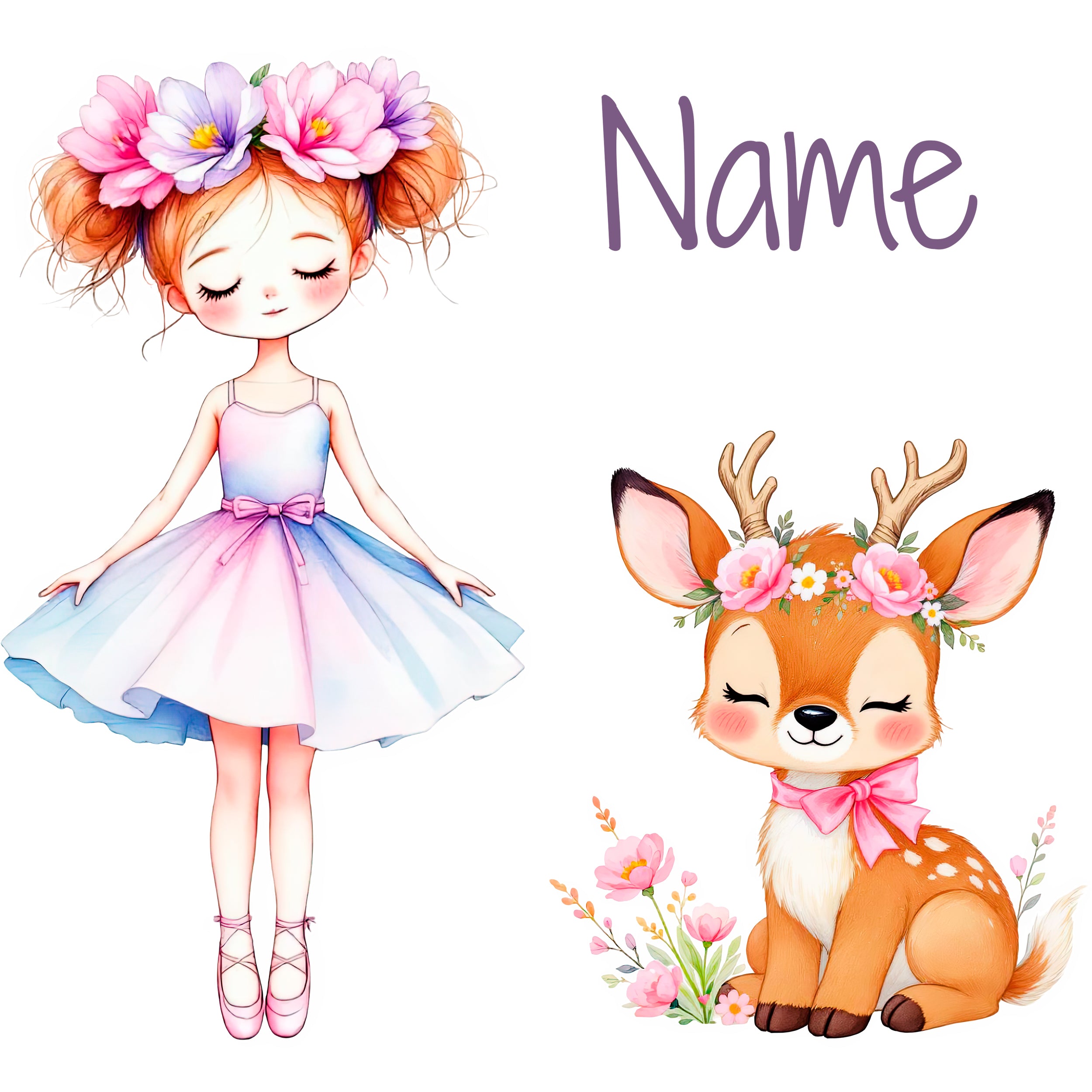 Tasche mit süßem Mädchen und Reh