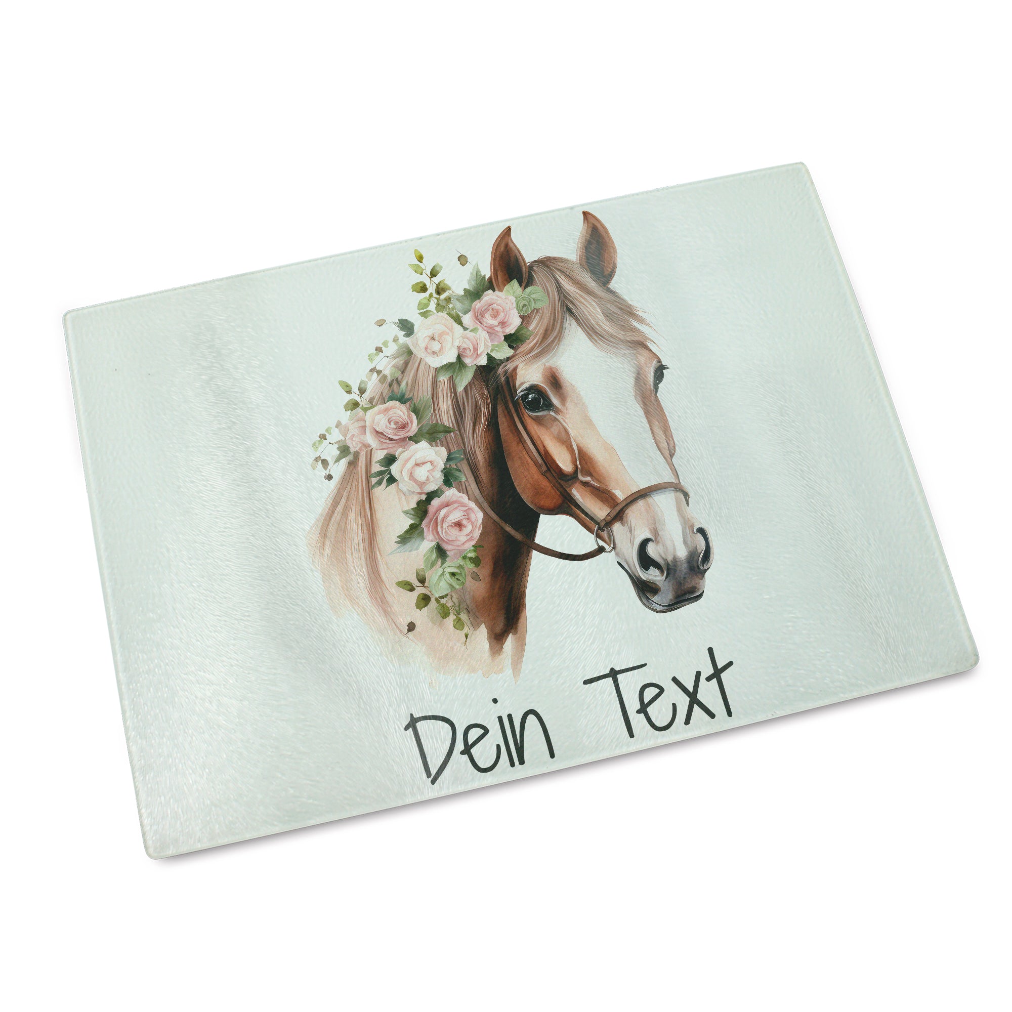 Frühstücksbrettchen Glas Pferdemotiv
