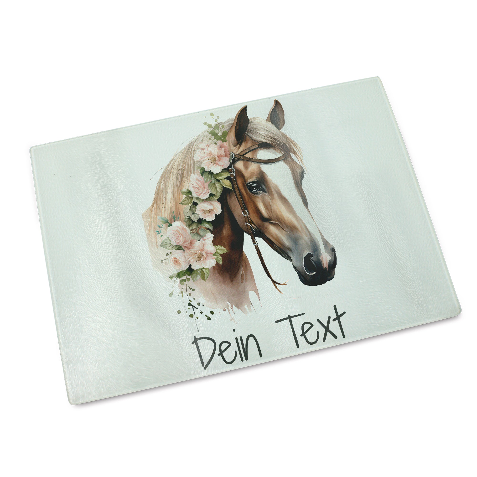 Frühstücksbrettchen Pferd mit Blumen