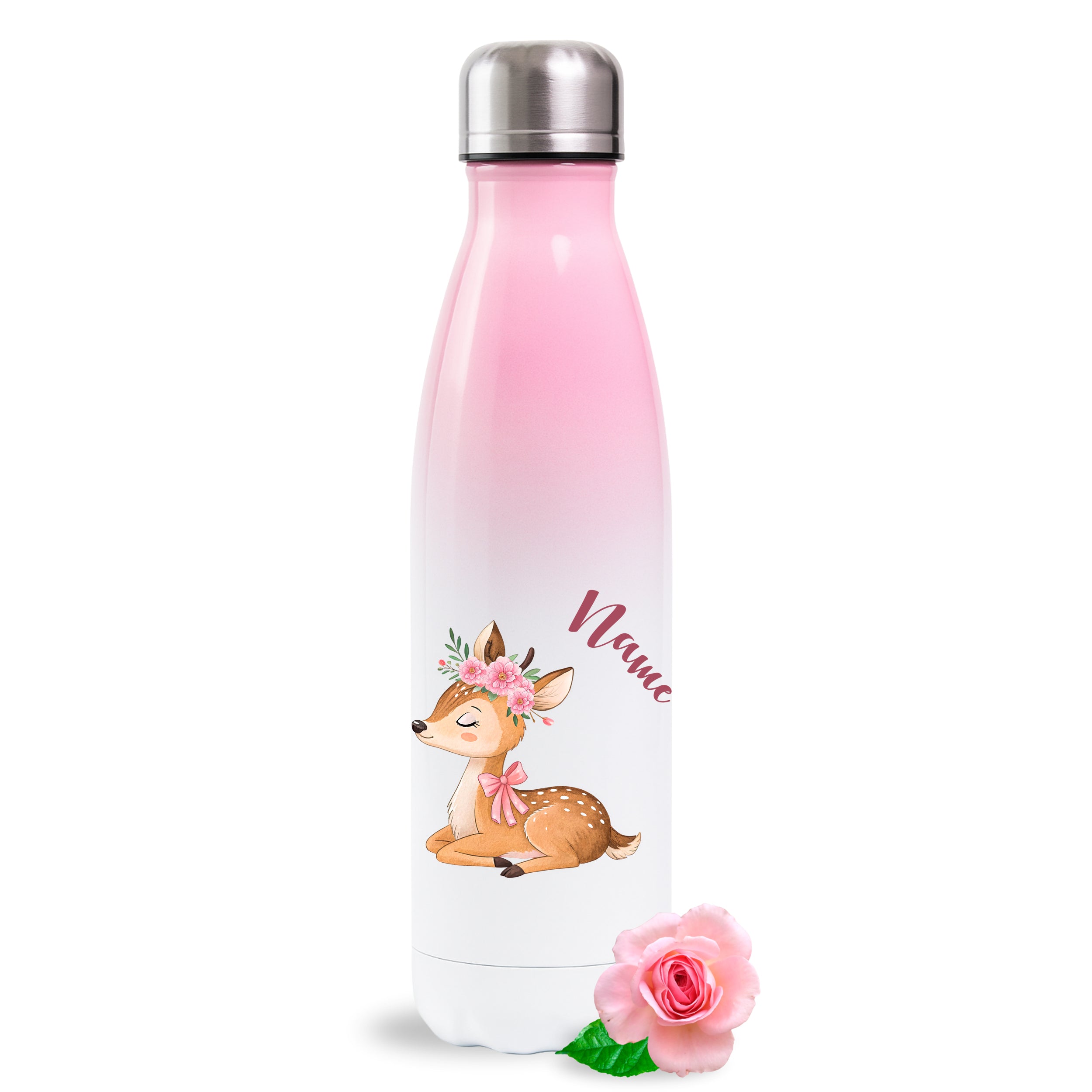 Thermosflasche Rosa mit Reh