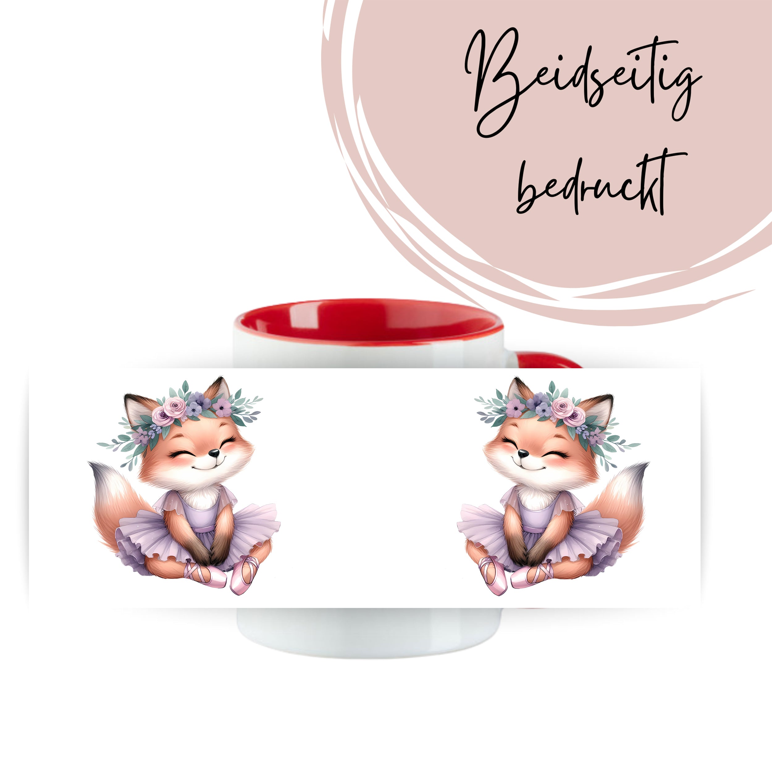 Tasse Fuchs mit Blumenkranz