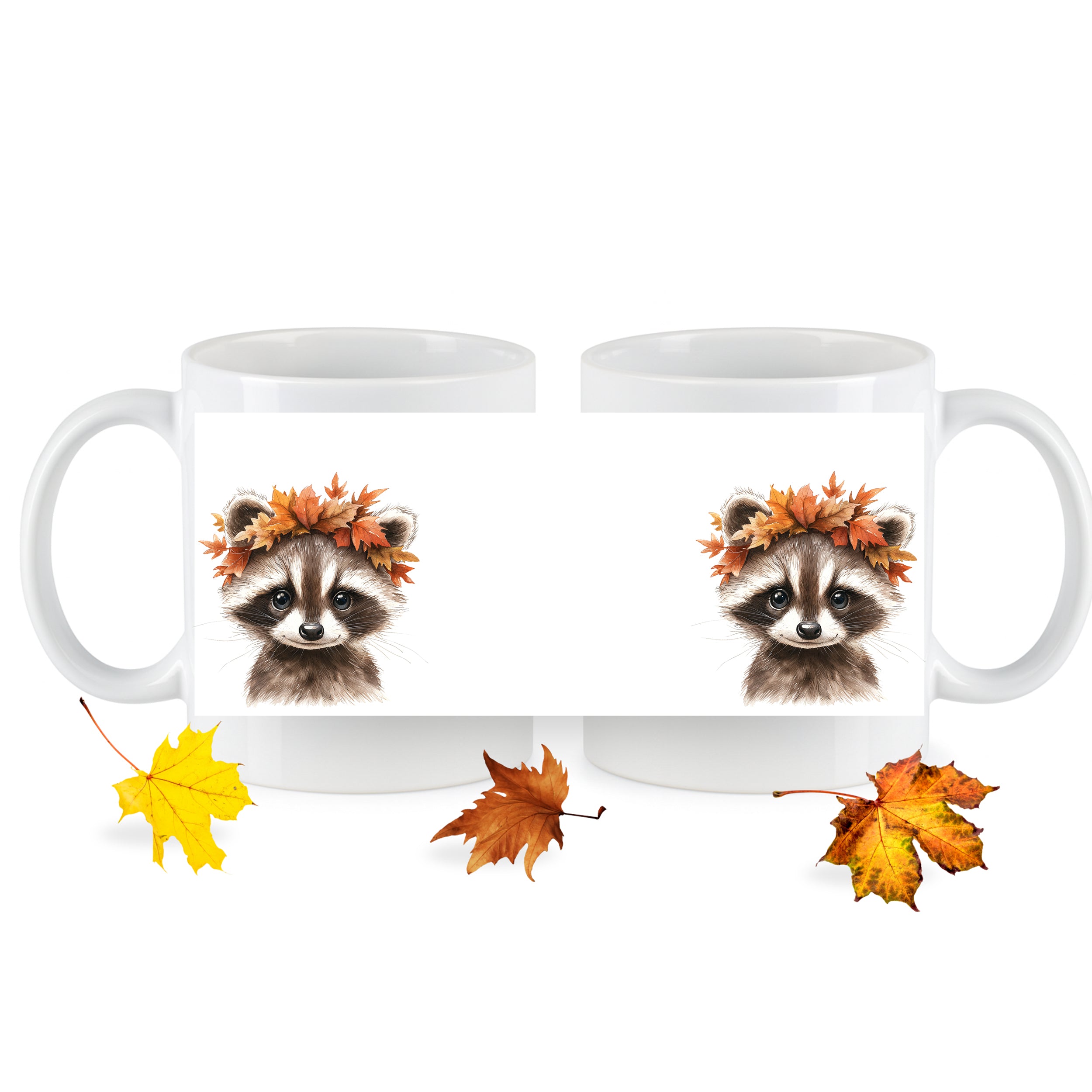 Tasse Waschbär mit Herbstlaub