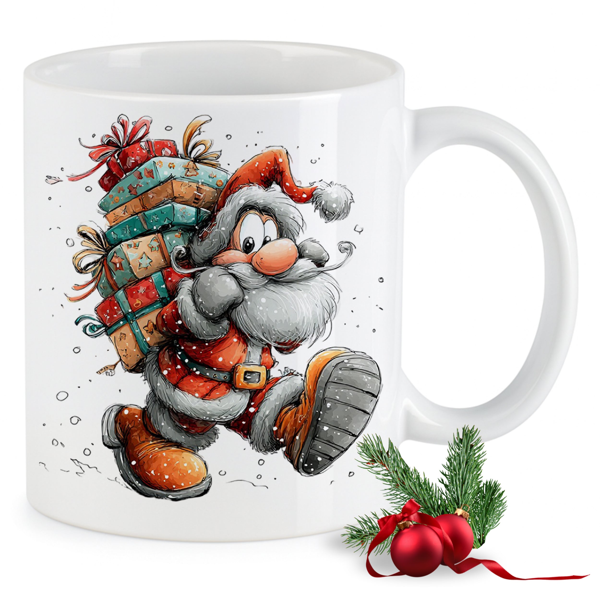 Weihnachtstasse mit fröhlichem Weihnachtsmann