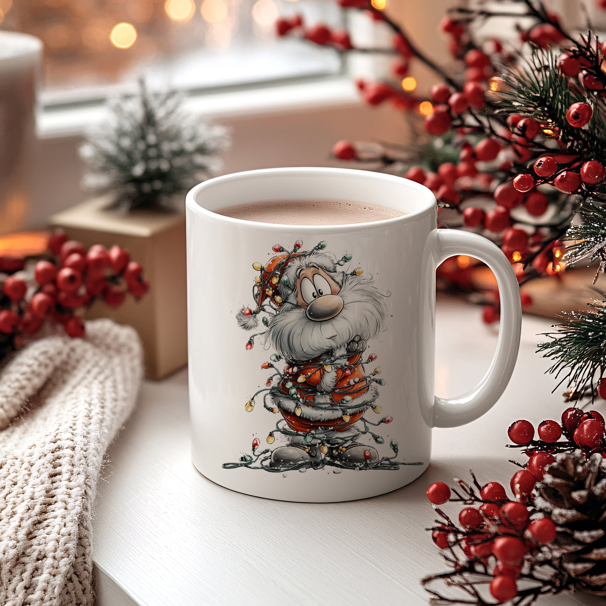 Weihnachtstasse mit fröhlichem Weihnachtsmann