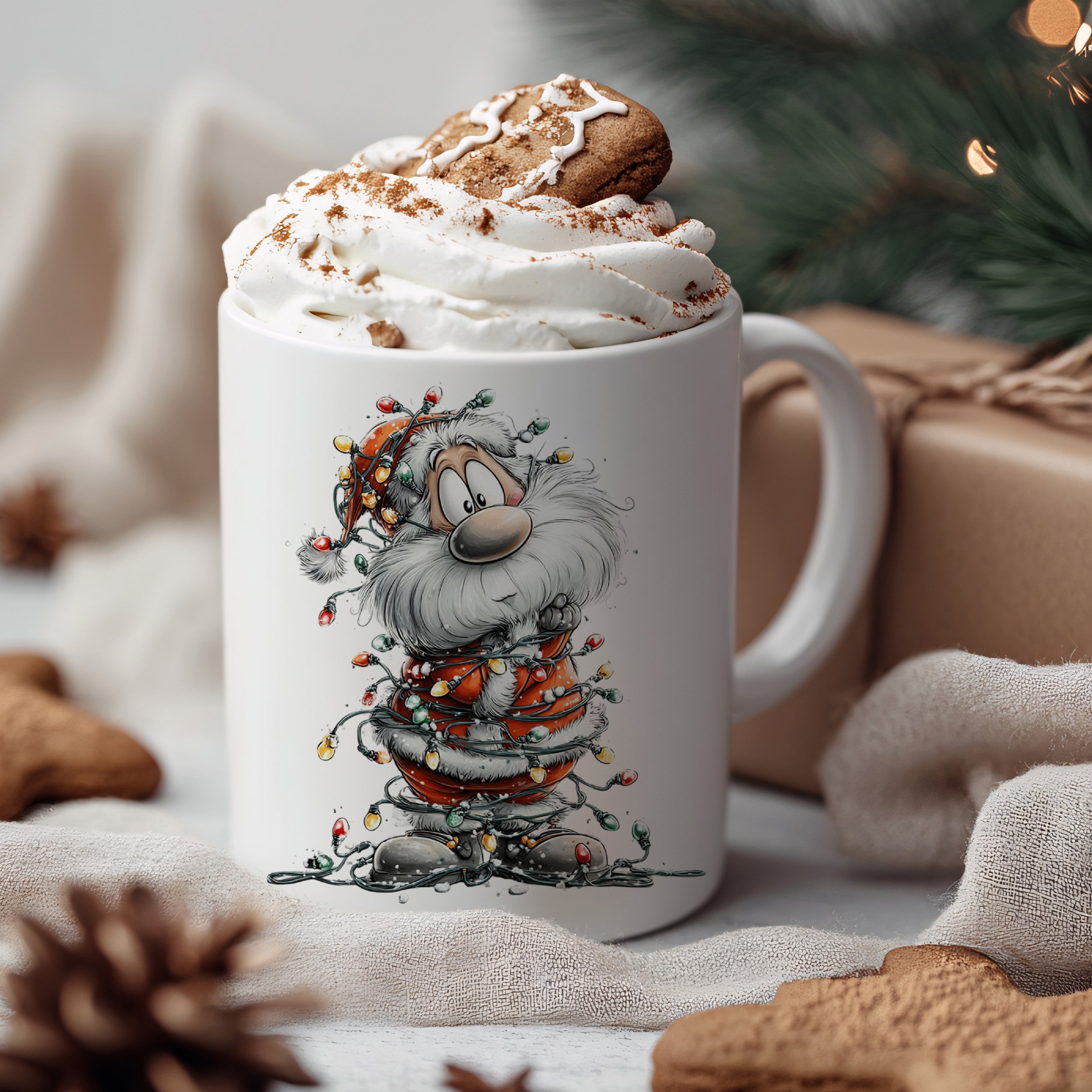 Weihnachtstasse mit fröhlichem Weihnachtsmann