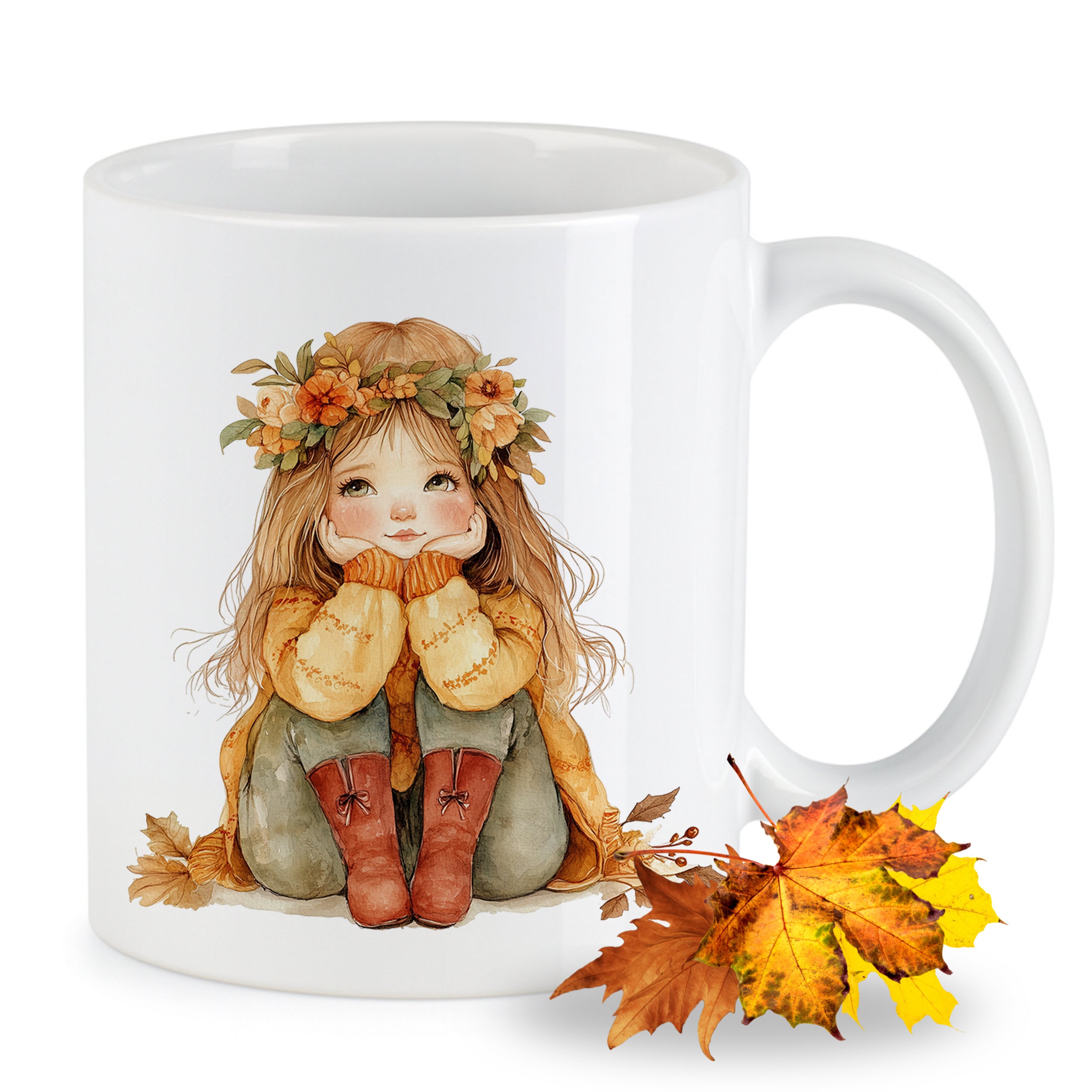 Tasse Lena Keramik mit herbstlichem Mädchen