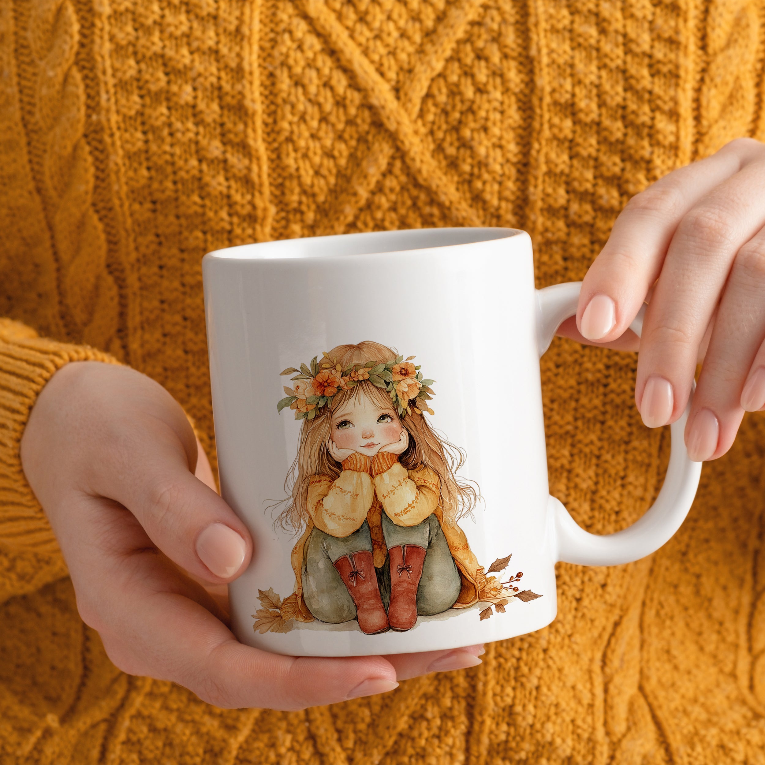 Tasse Lena Keramik mit herbstlichem Mädchen