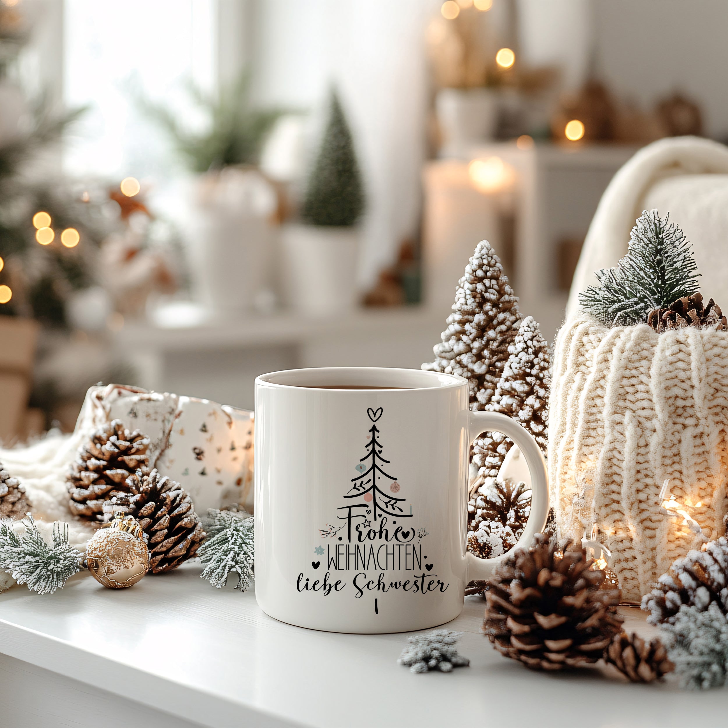 Tasse Frohe Weihnachten - Für liebe Schwestern