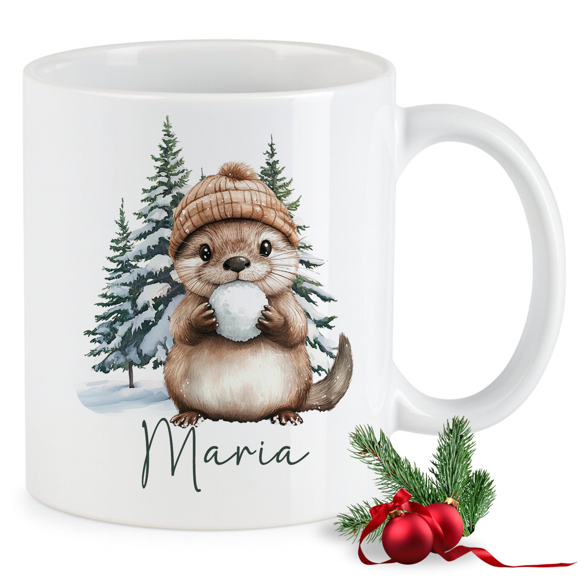 Weihnachtstasse mit niedlichem Otter