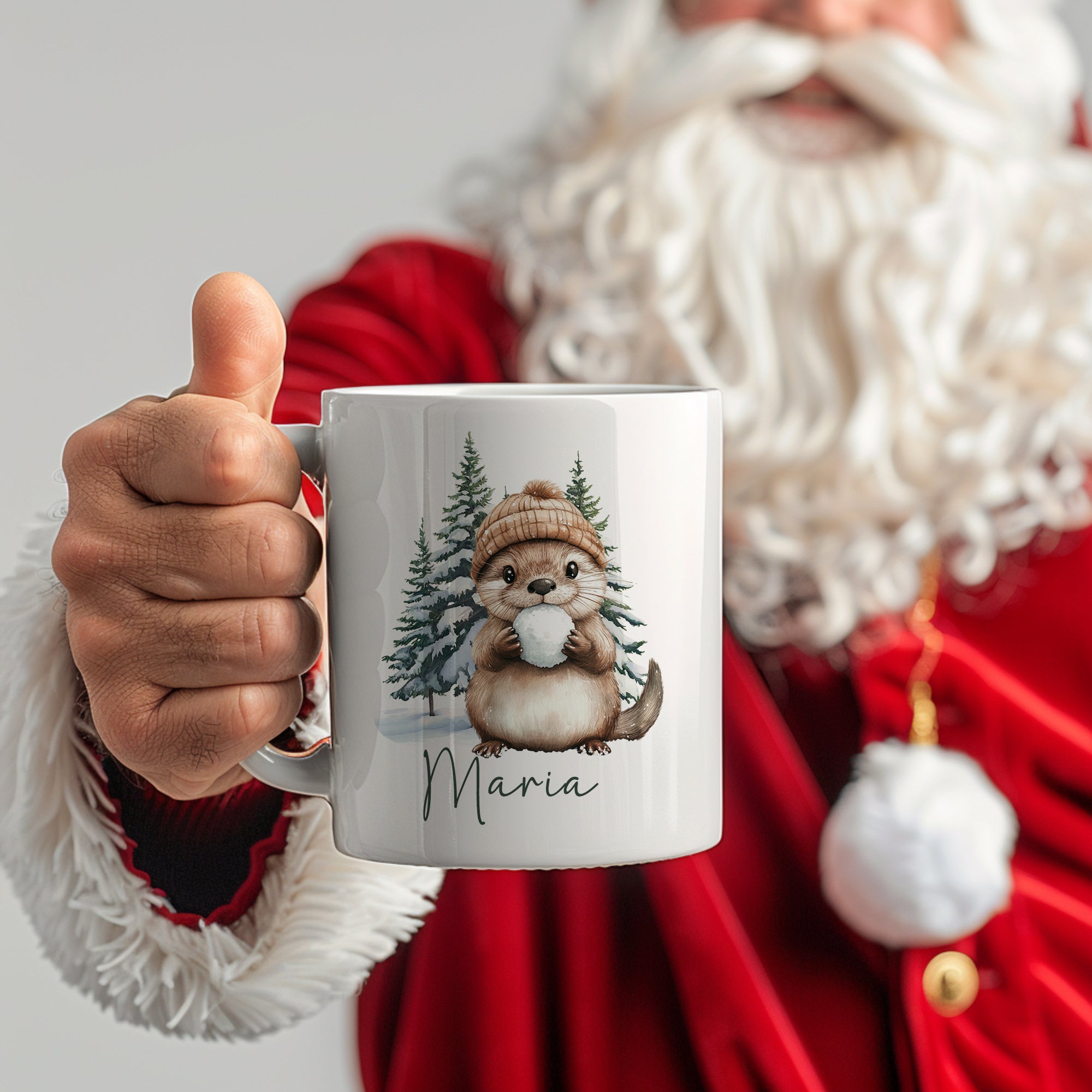 Weihnachtstasse mit niedlichem Otter