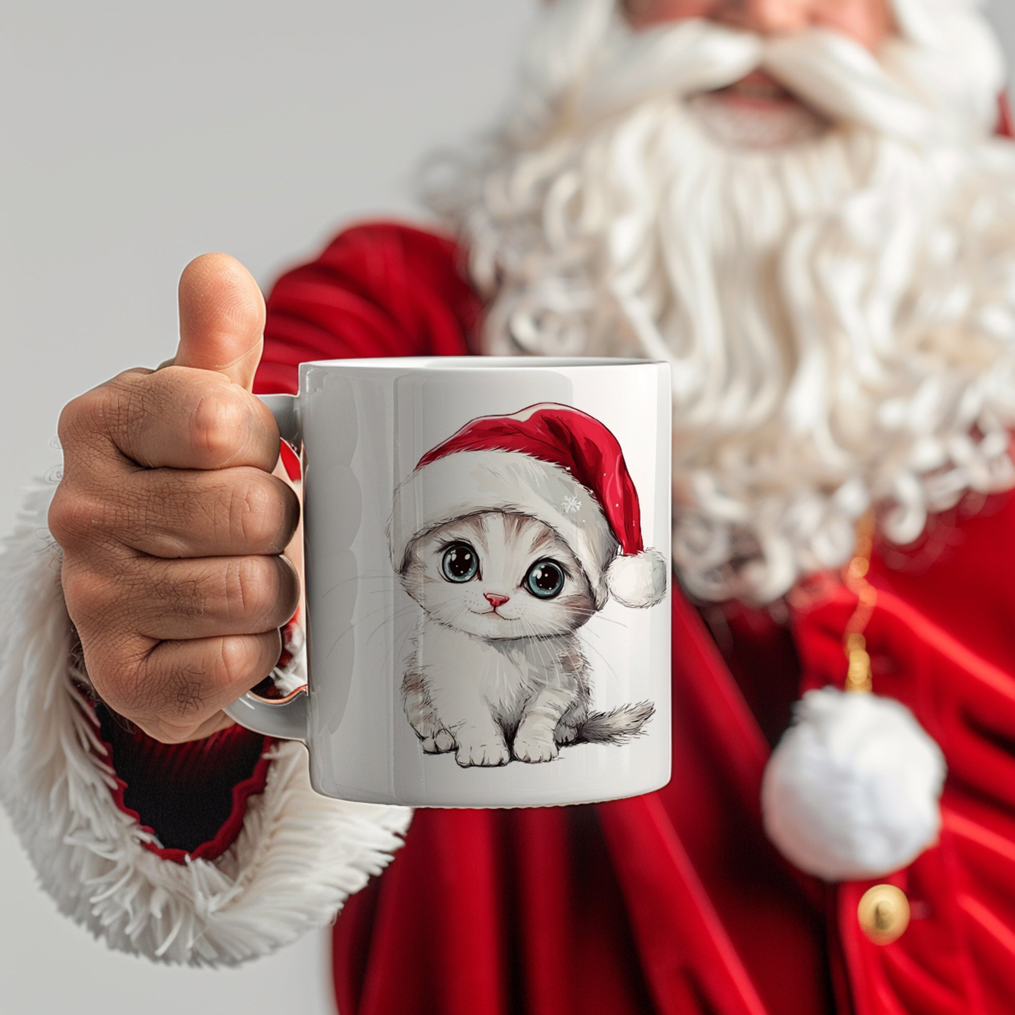 Tasse Kätzchen mit Weihnachtsmütze