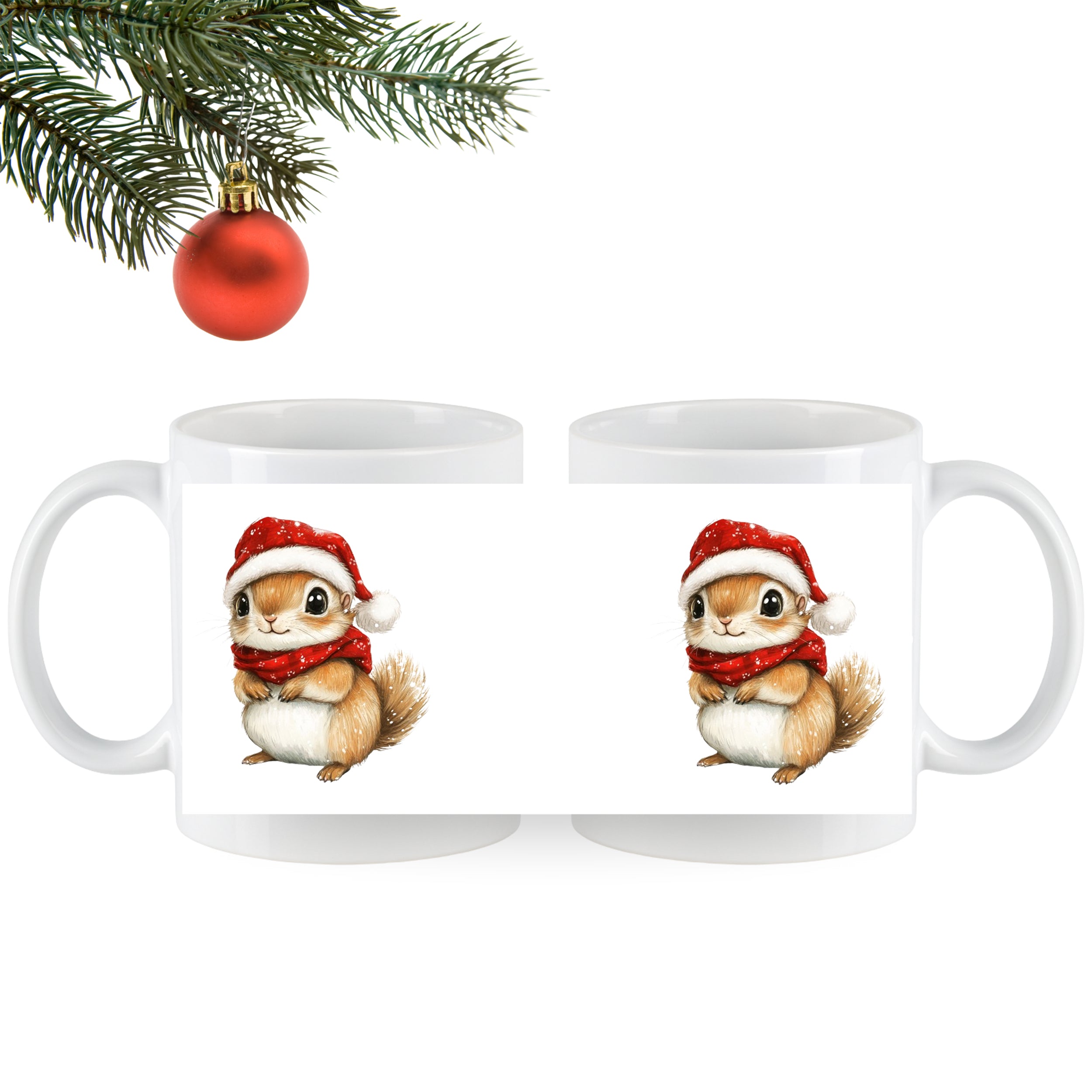 Weihnachtstasse mit niedlichem Eichhörnchen