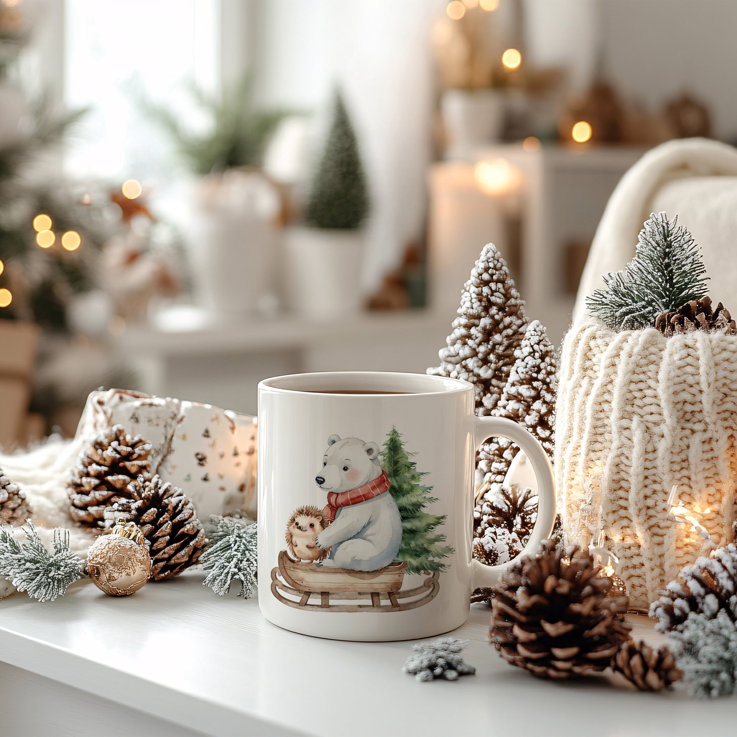 Tasse Weihnachtsbär mit Igel