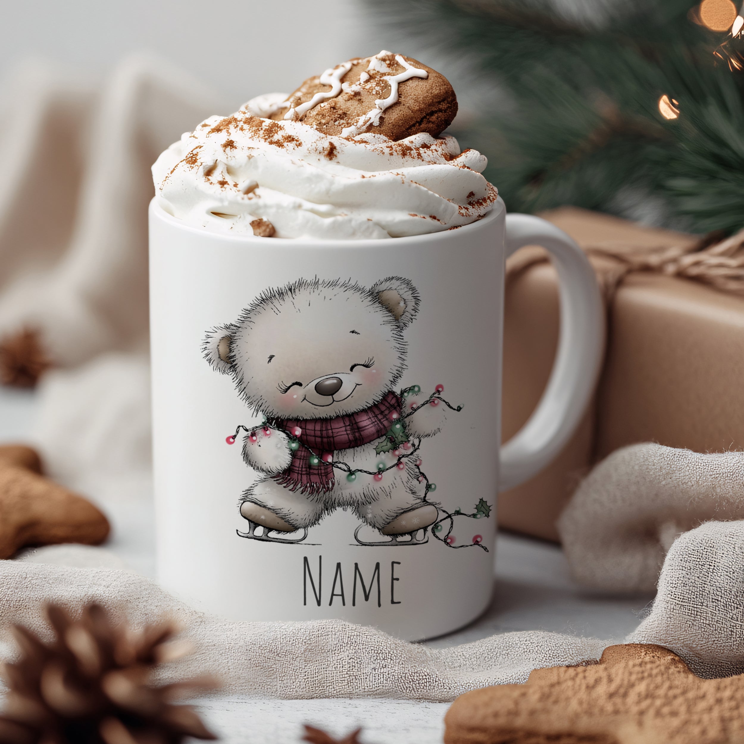 Tasse Bärchen mit Weihnachtsdeko