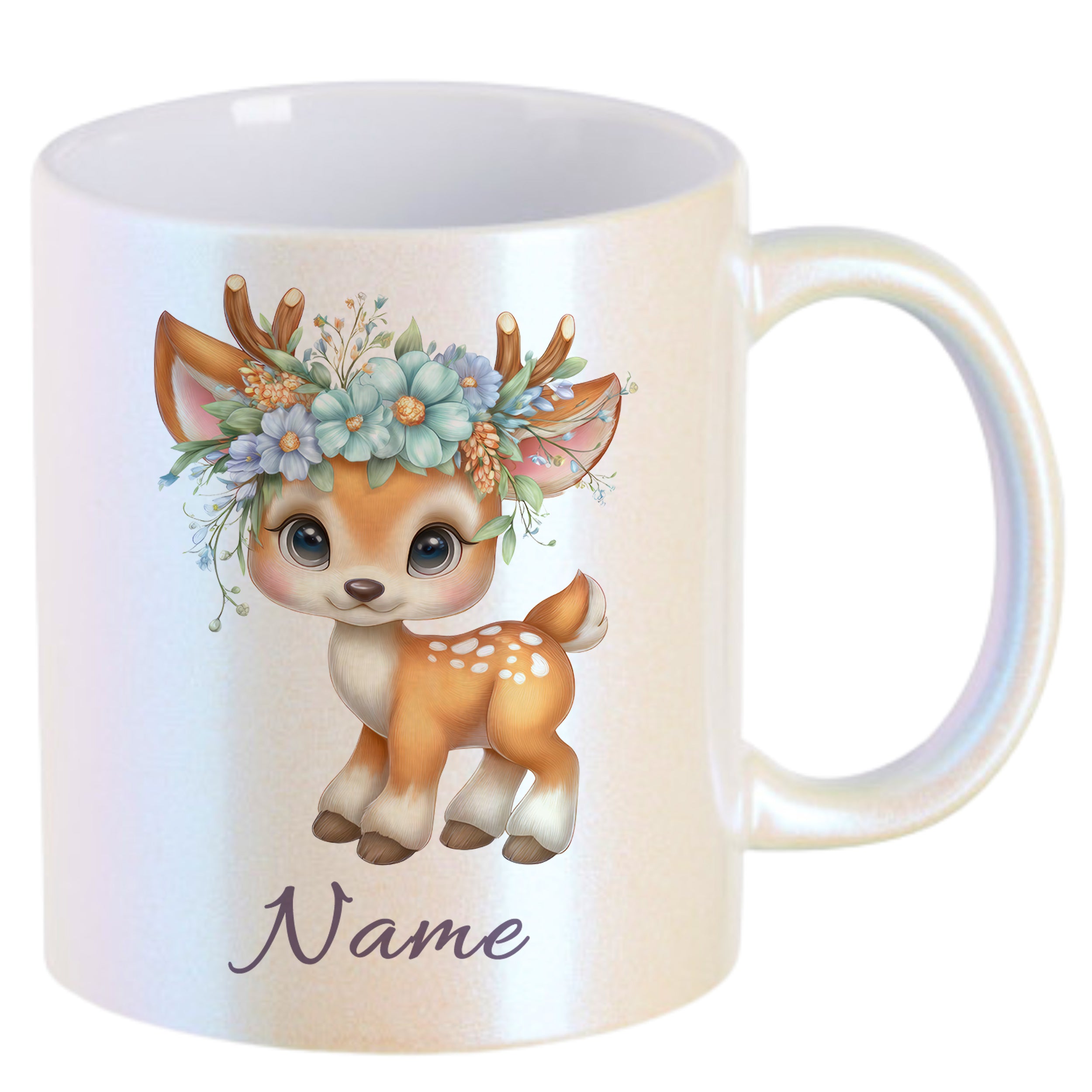 Tasse Reh mit Blumenkranz