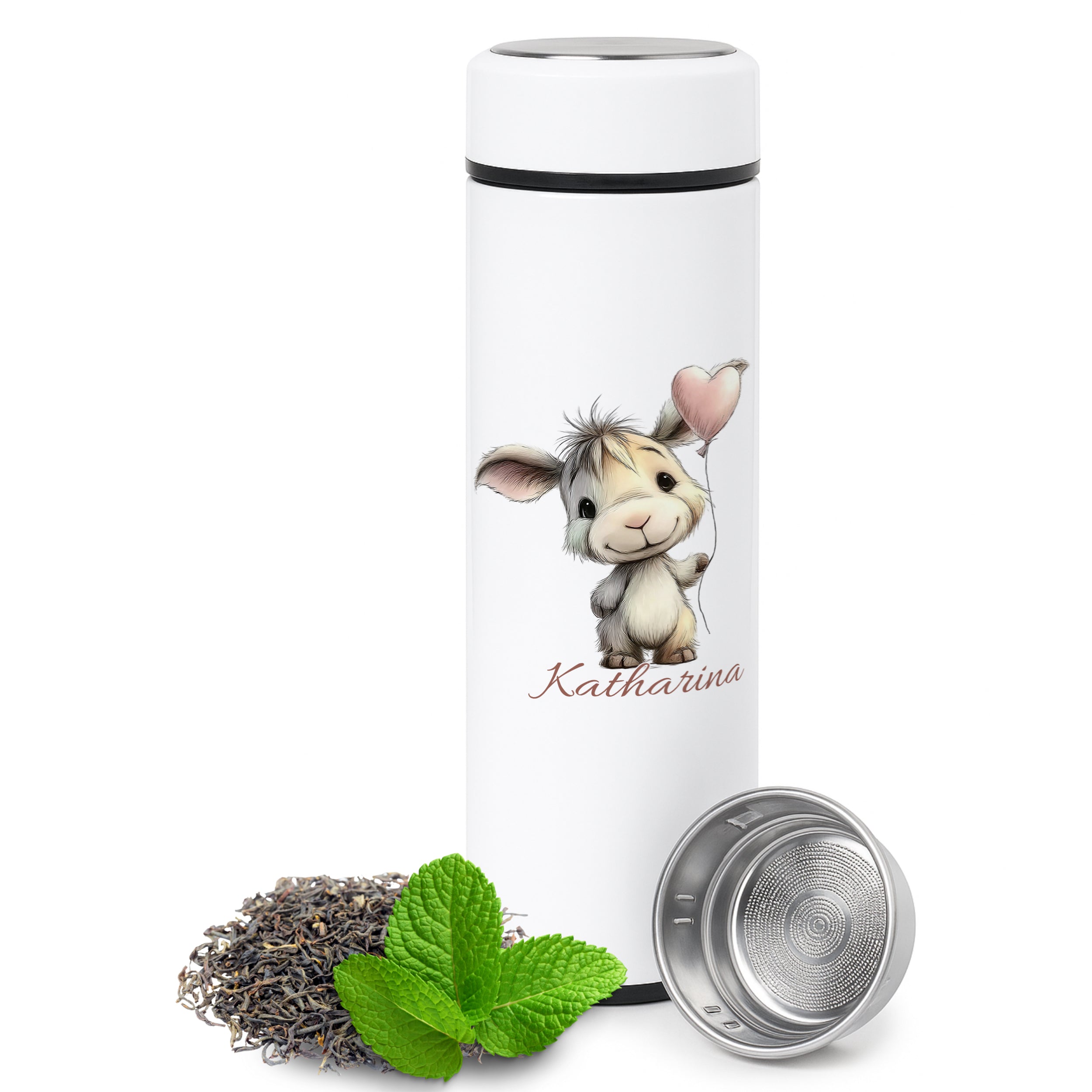Tee-Thermosflasche mit niedlichem Esel