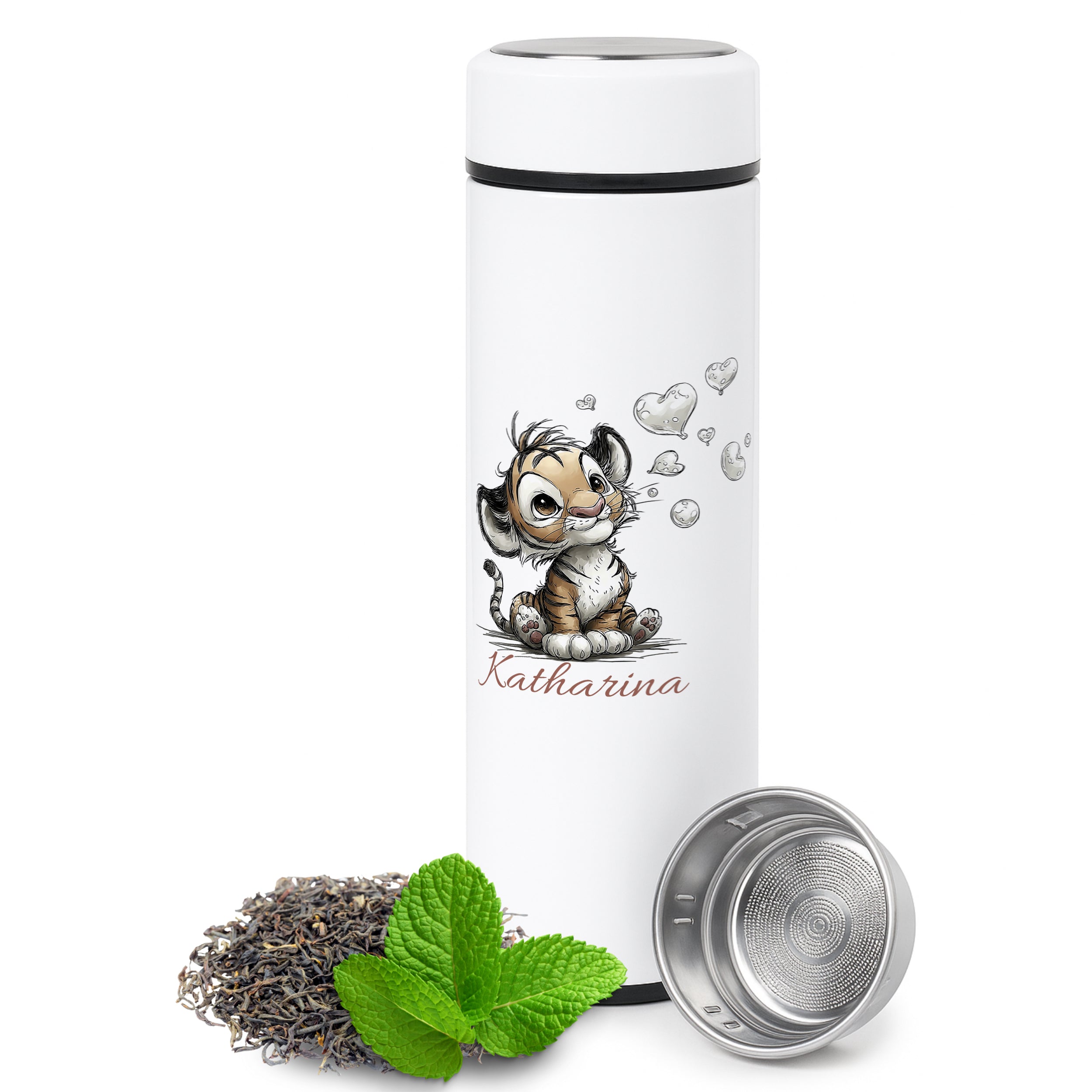 Tee-Thermosflasche mit niedlichem Löwenmotiv - Für Teeliebhaber