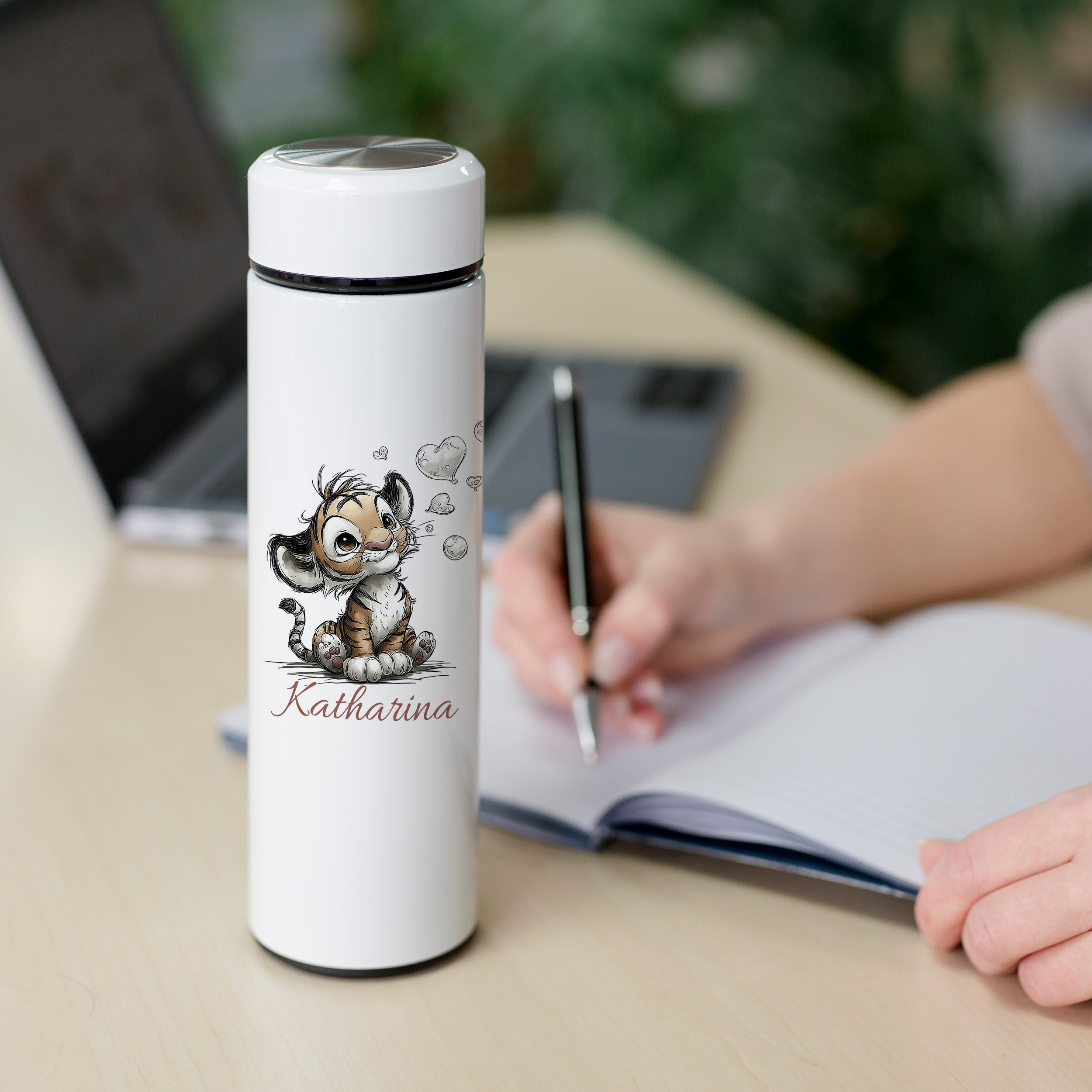 Tee-Thermosflasche mit niedlichem Löwenmotiv - Für Teeliebhaber