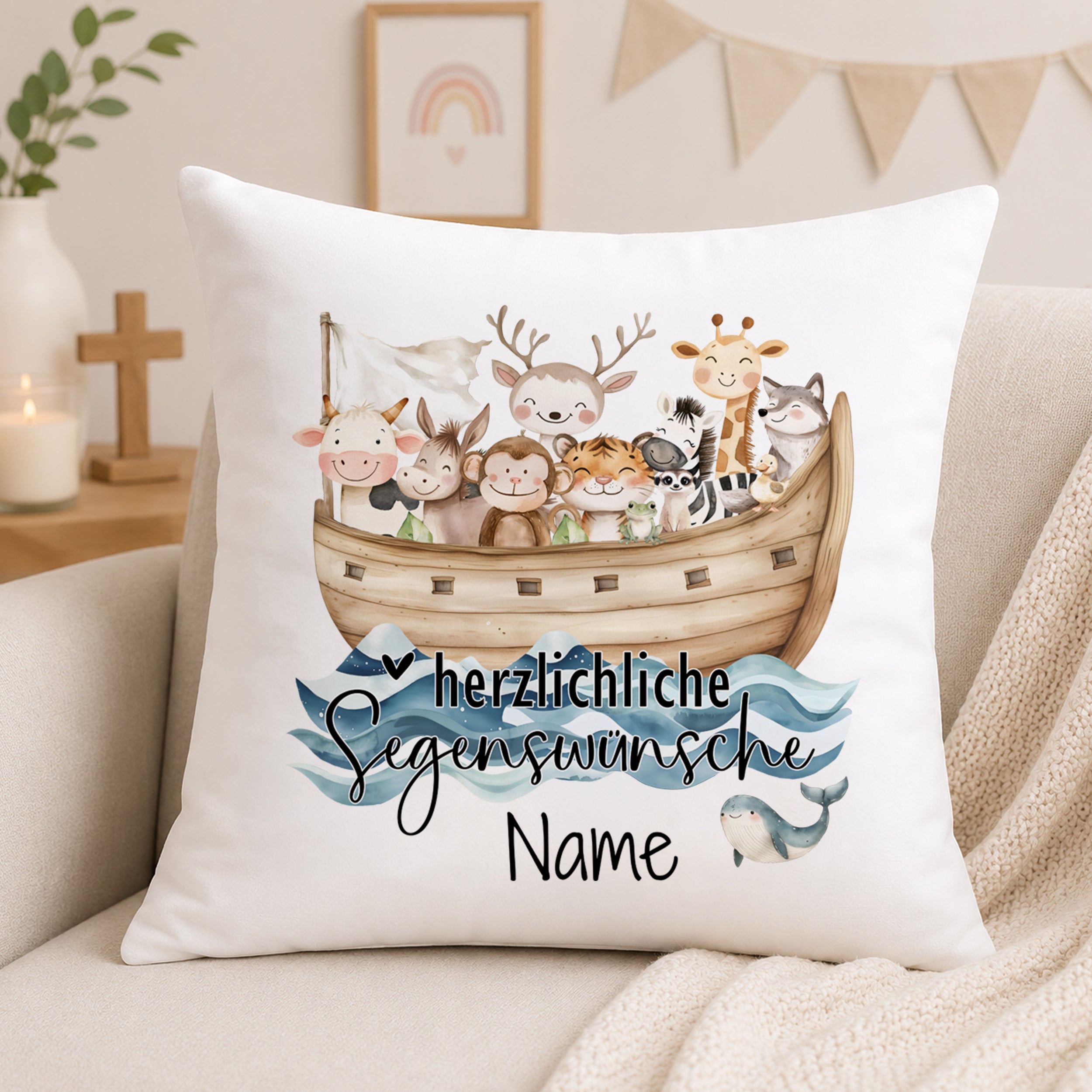 Kissen Tiere auf dem Schiff - Herzliche Segenswünsche für Kinder