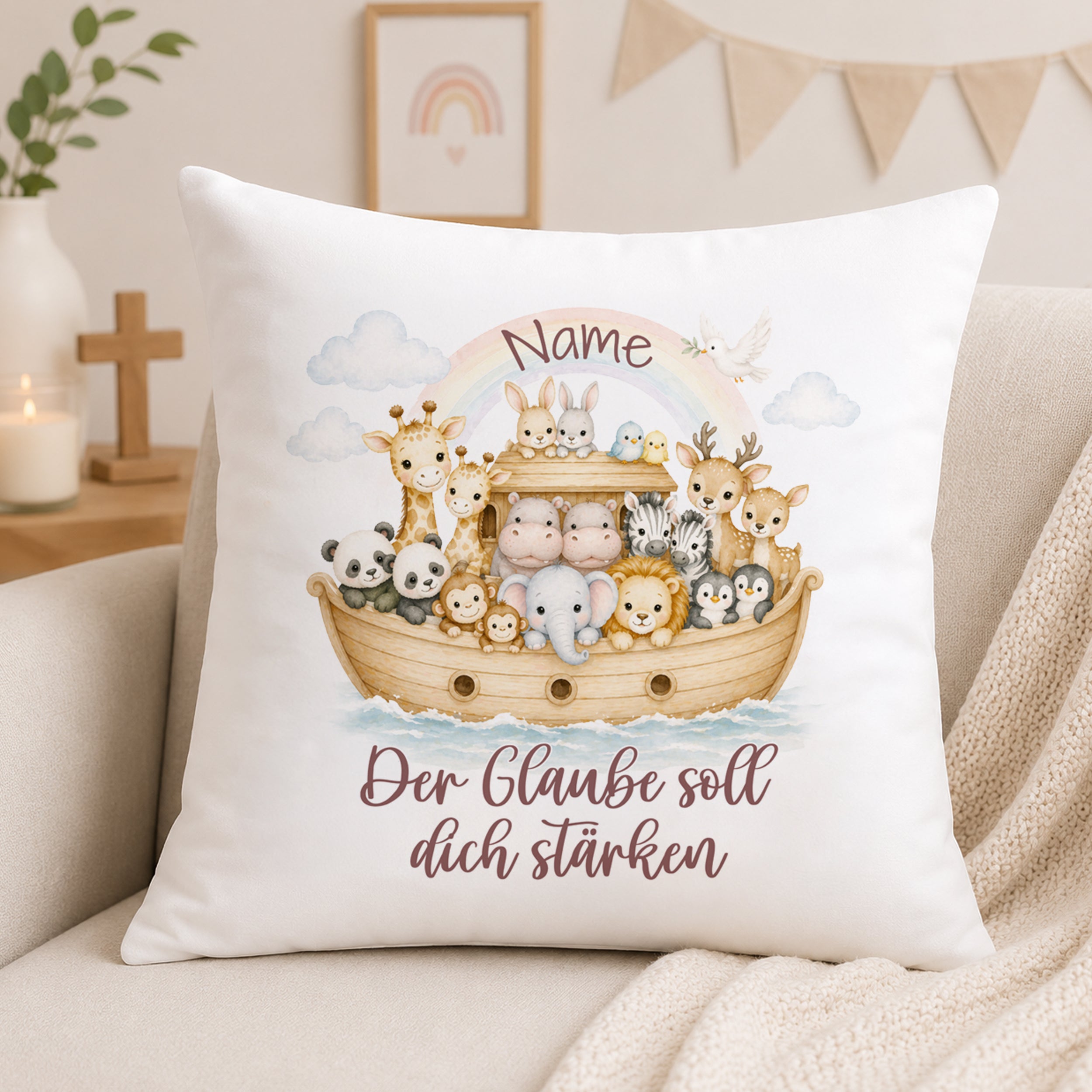 Kissen mit Tiermotiven - Der Glaube soll dich stärken