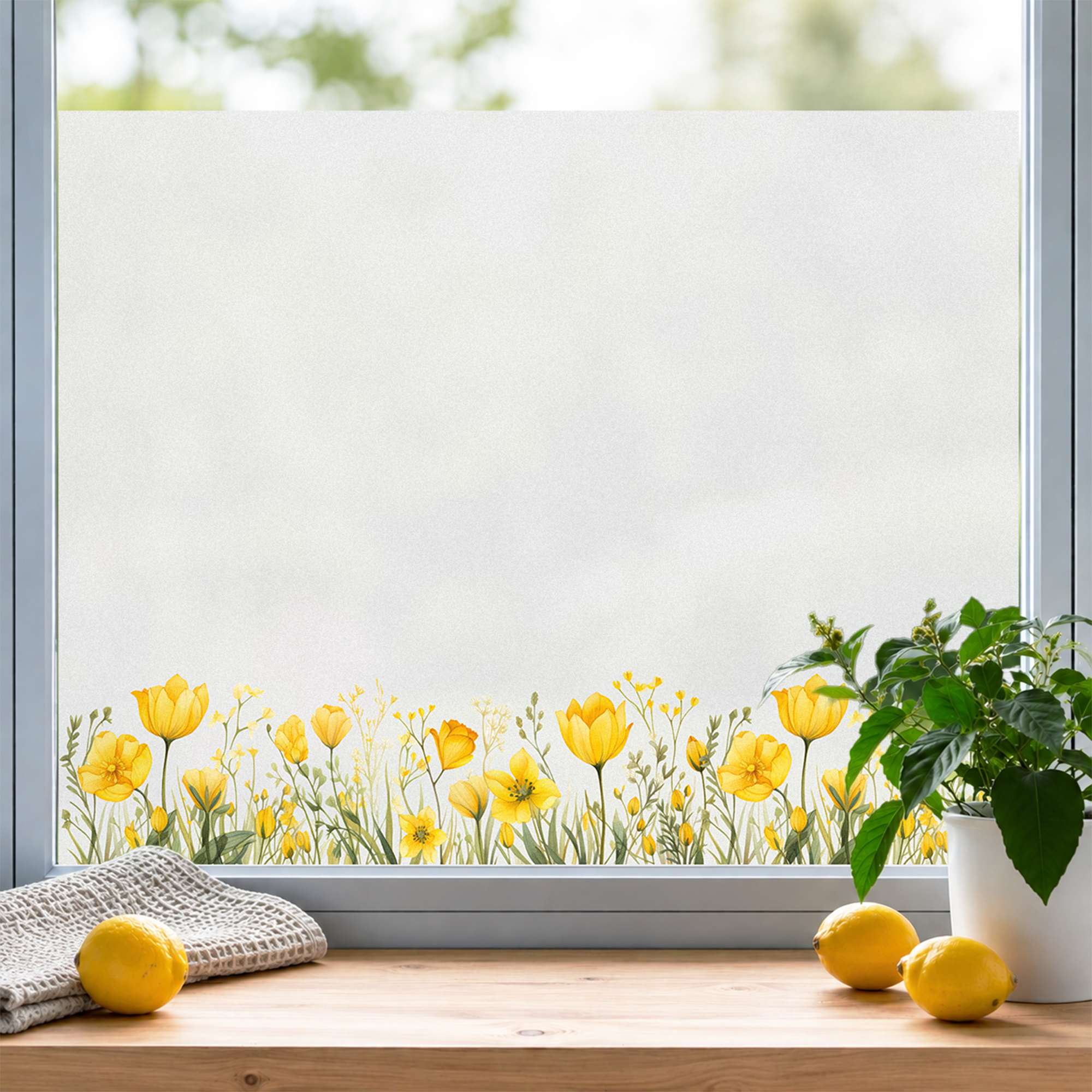 Fensterfolie gelbe Blumenwiese