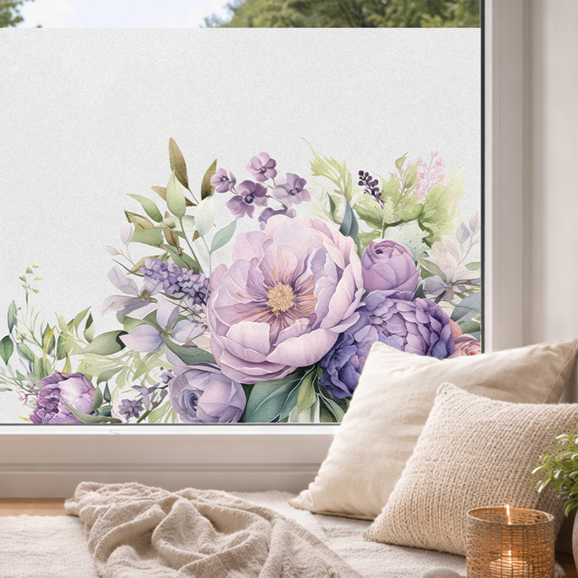 Fensterfolie Blumen Violett