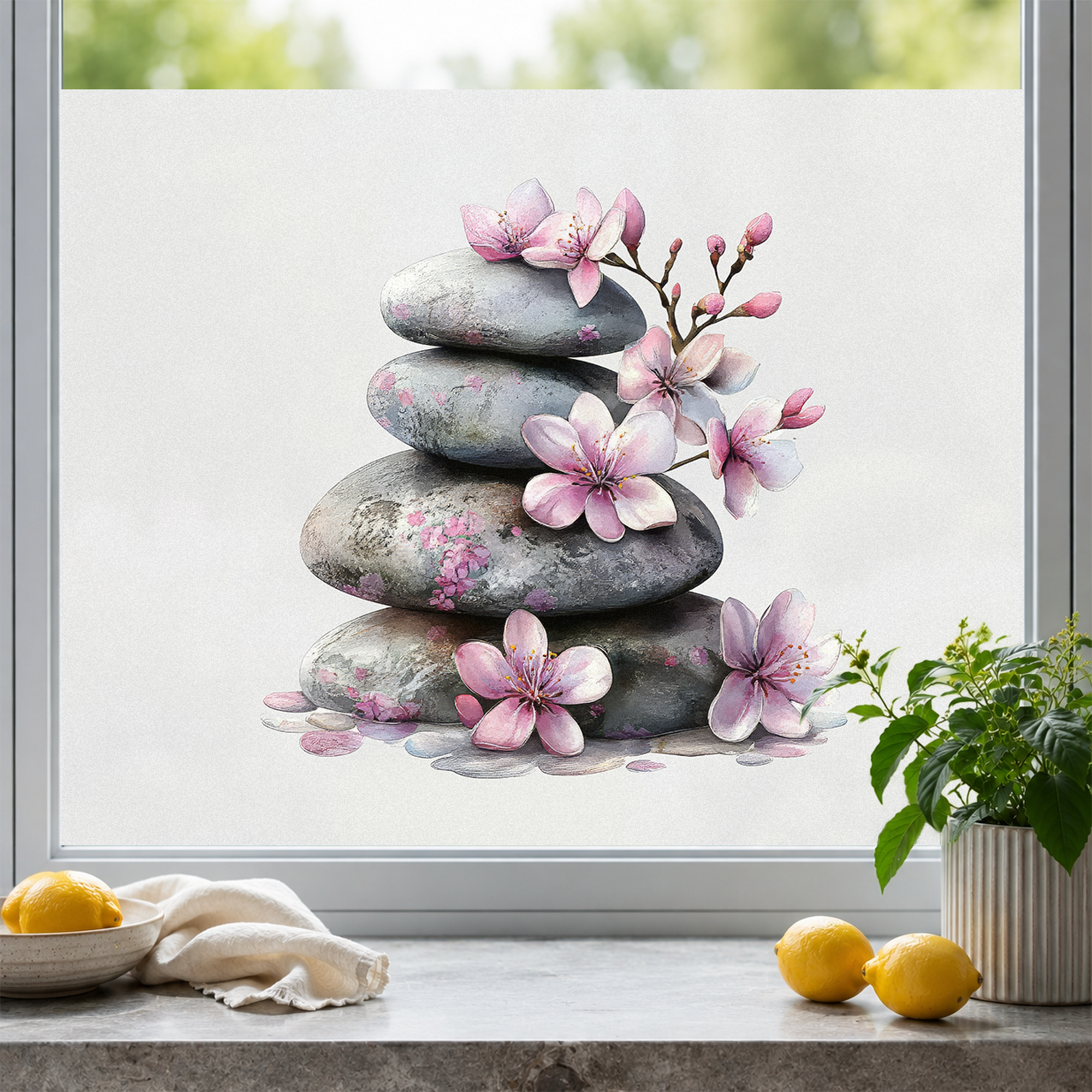 Fensterfolie Zen Steine Wellness