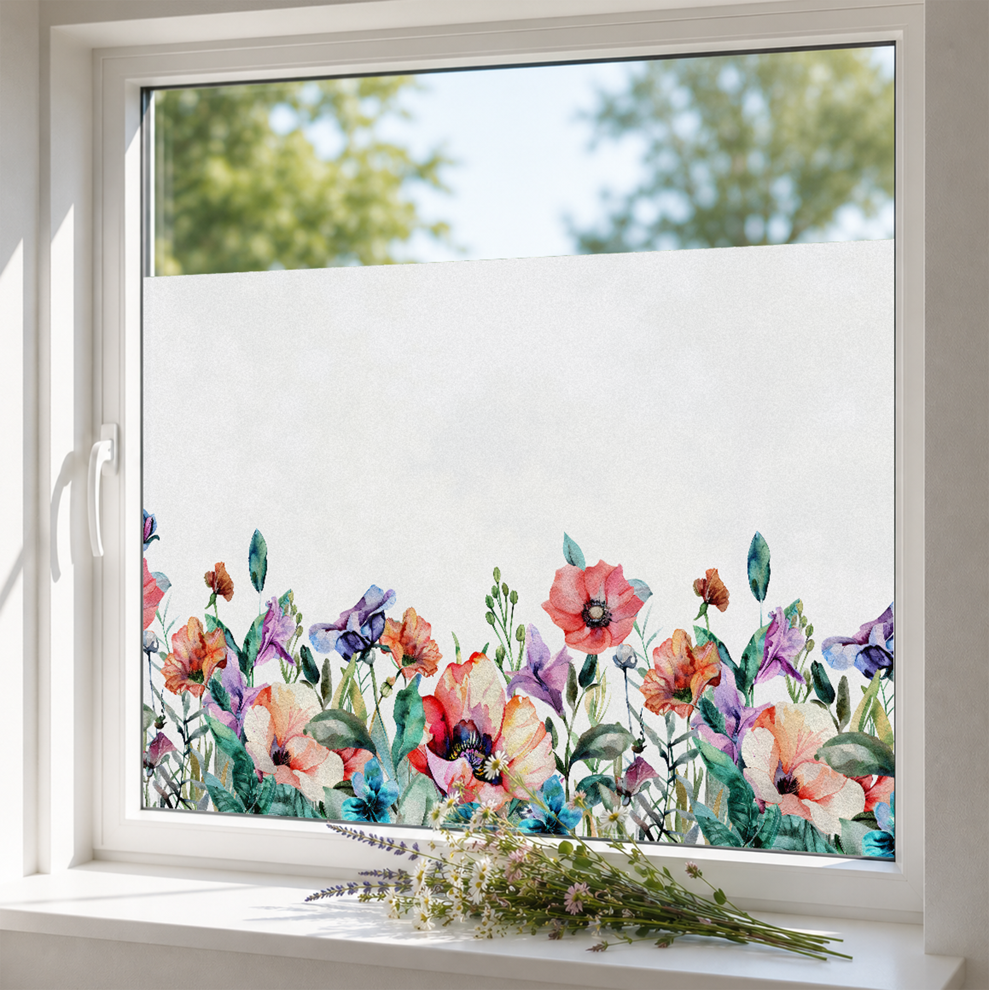Fensterfolie Mohnblumen