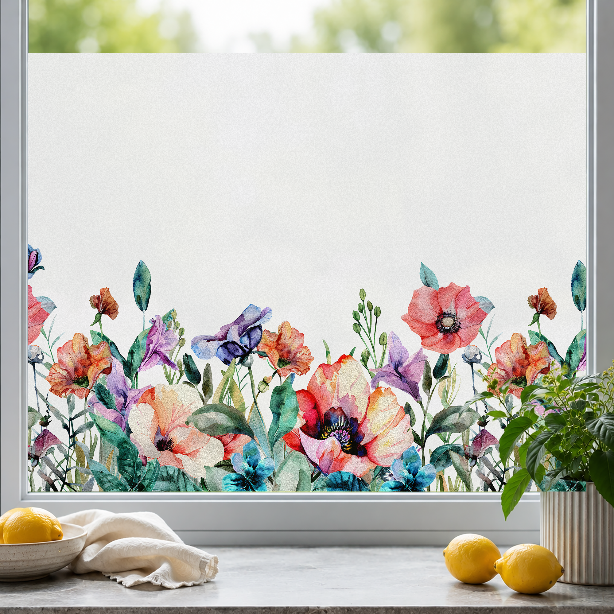 Fensterfolie Mohnblumen