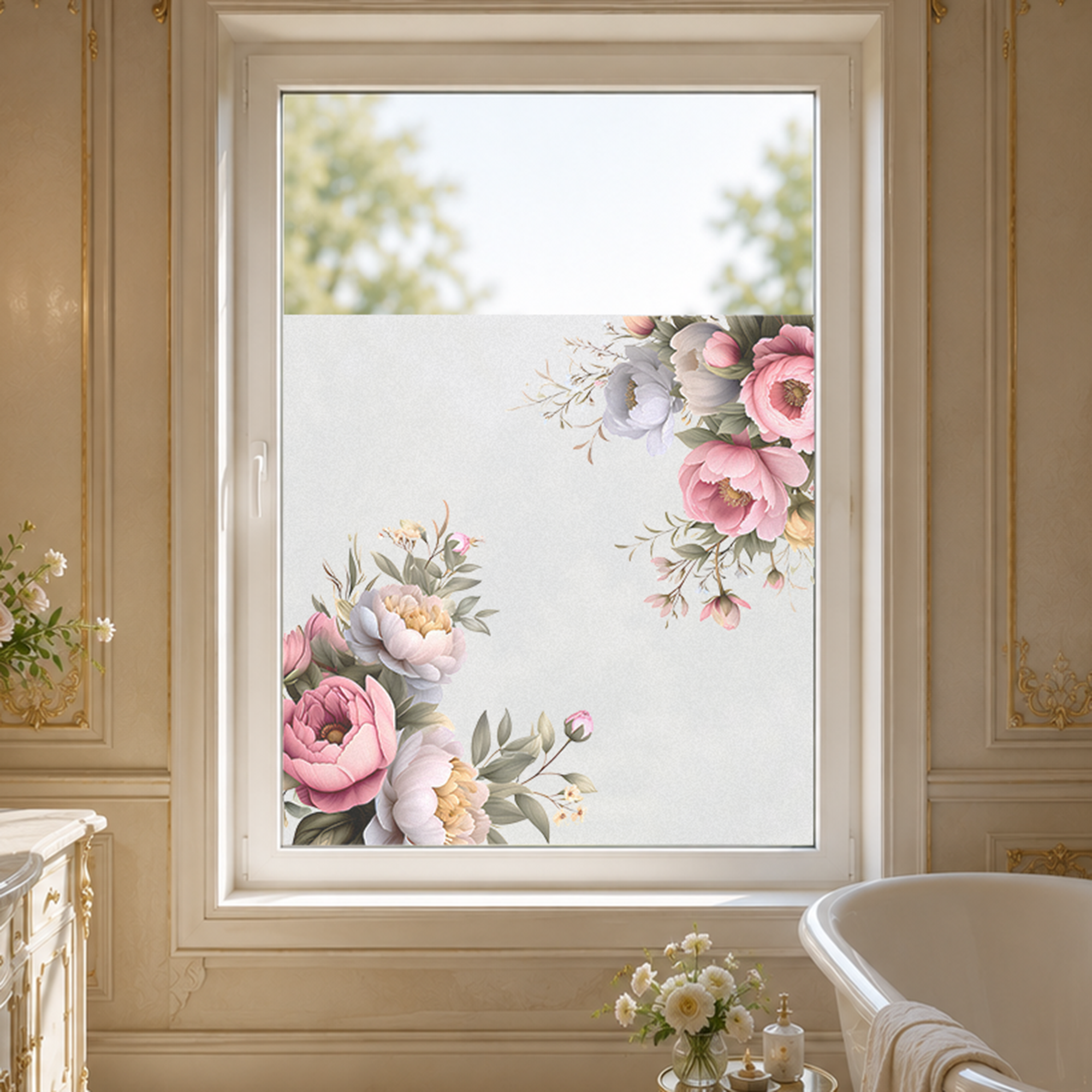 Fensterfolie Pfingsrosen