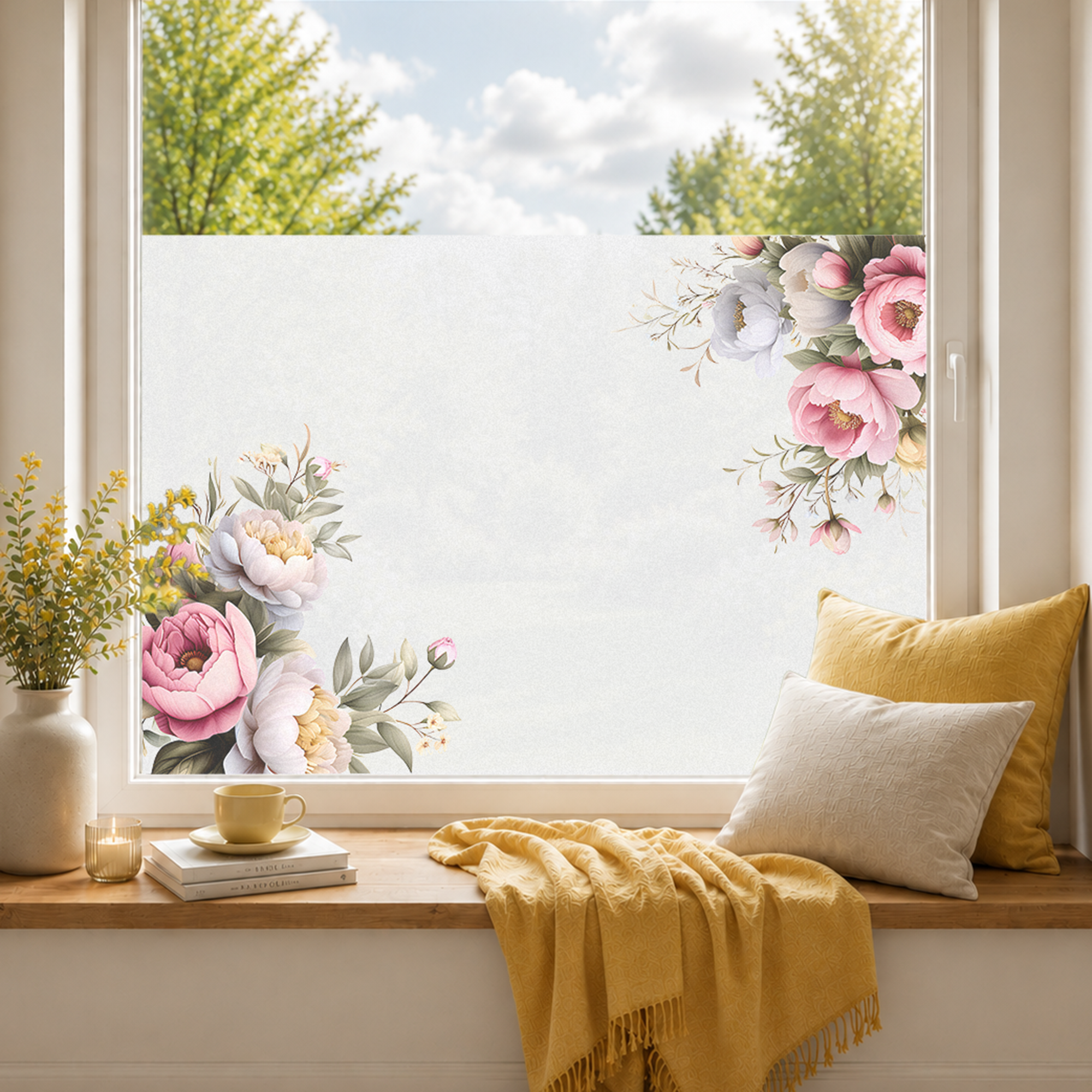Fensterfolie Pfingsrosen