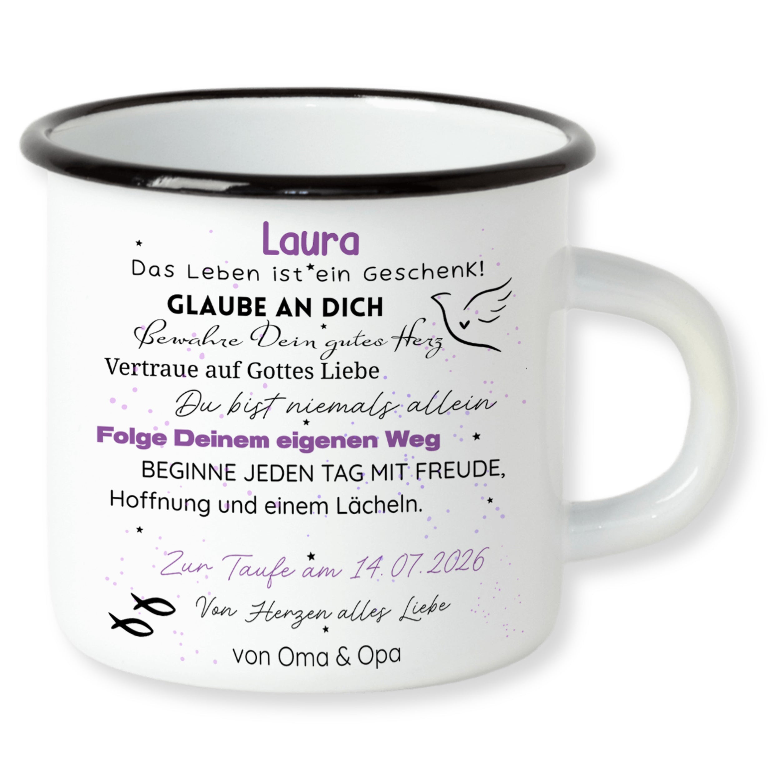 Emaile Becher Taufe - Ein Geschenk voller Glauben und Liebe