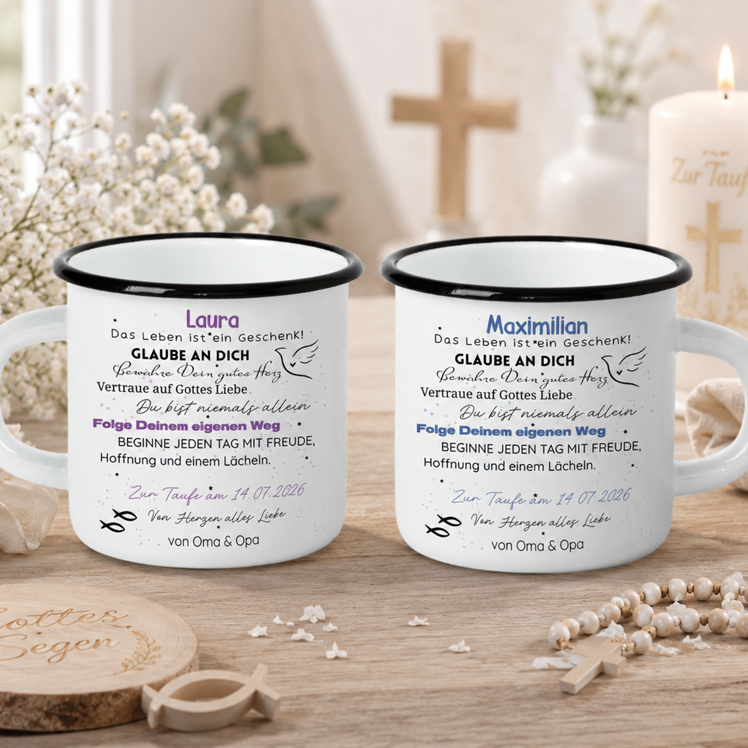 Emaile Becher Taufe - Ein Geschenk voller Liebe und Hoffnung