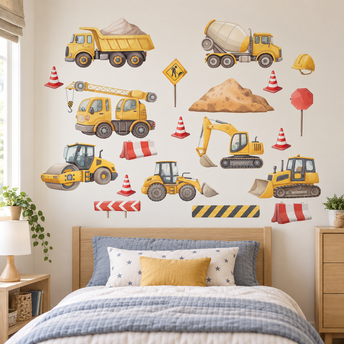 Baustellen-Wandtattoo – Anwendungsbeispiel im Kinderzimmer