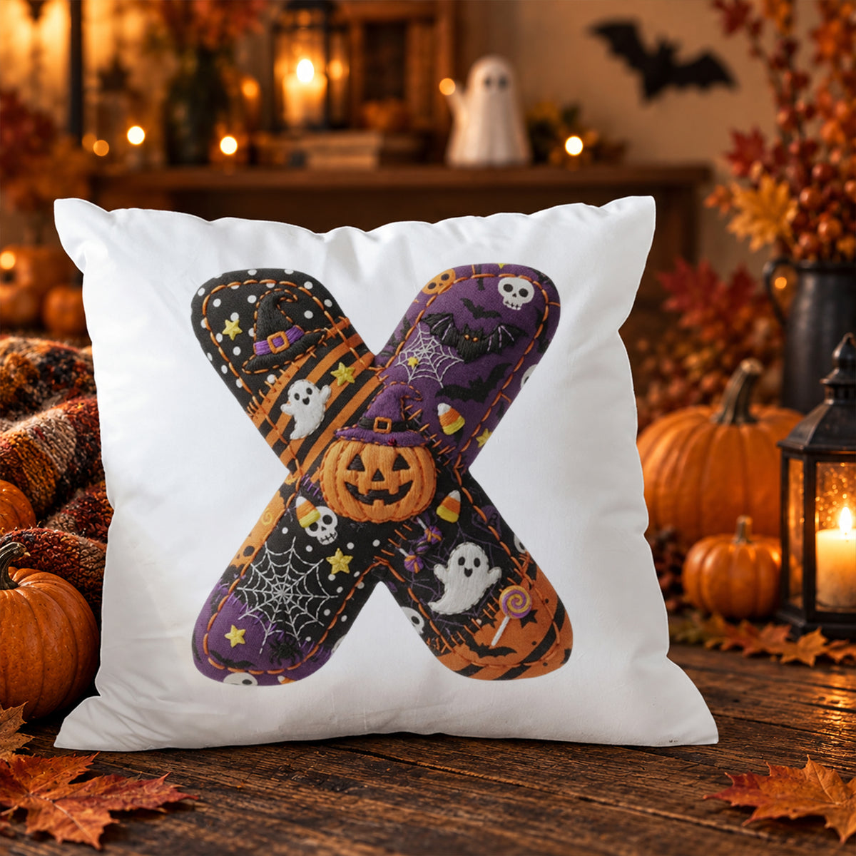 Kissenbezug mit Halloween-Motiv X