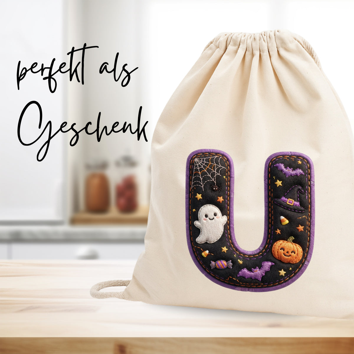 Turnbeutel Halloween Buchstabe U - Gruselige Freude für kleine Geister