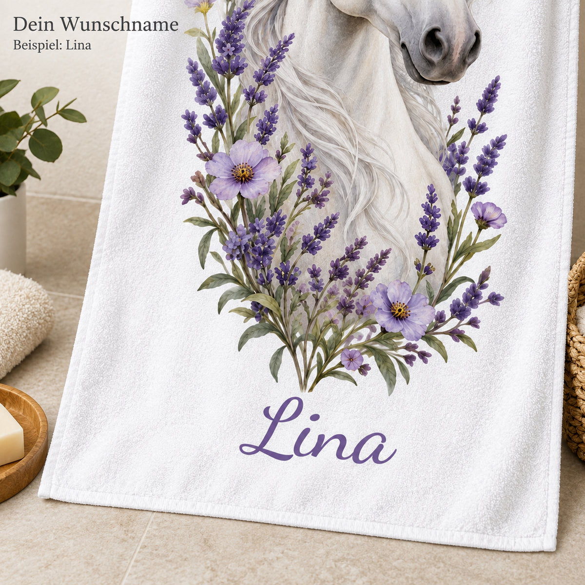 Handtuch mit Lavendel-Schimmel und Wunschname – Produktansicht 5