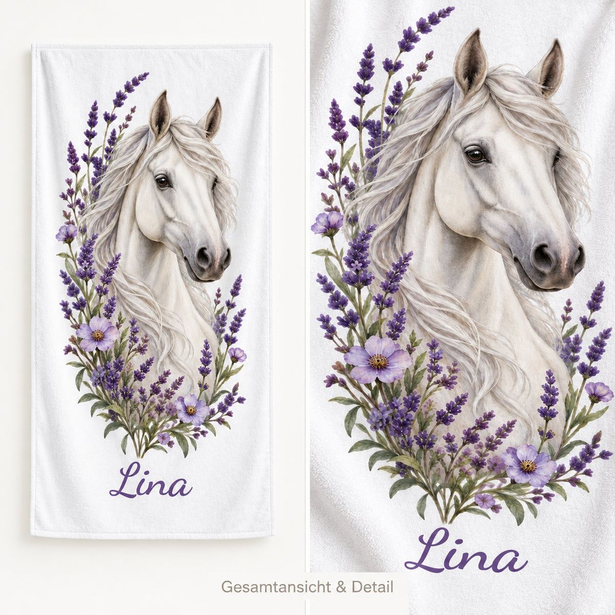 Handtuch mit Lavendel-Schimmel und Wunschname – Produktansicht 6