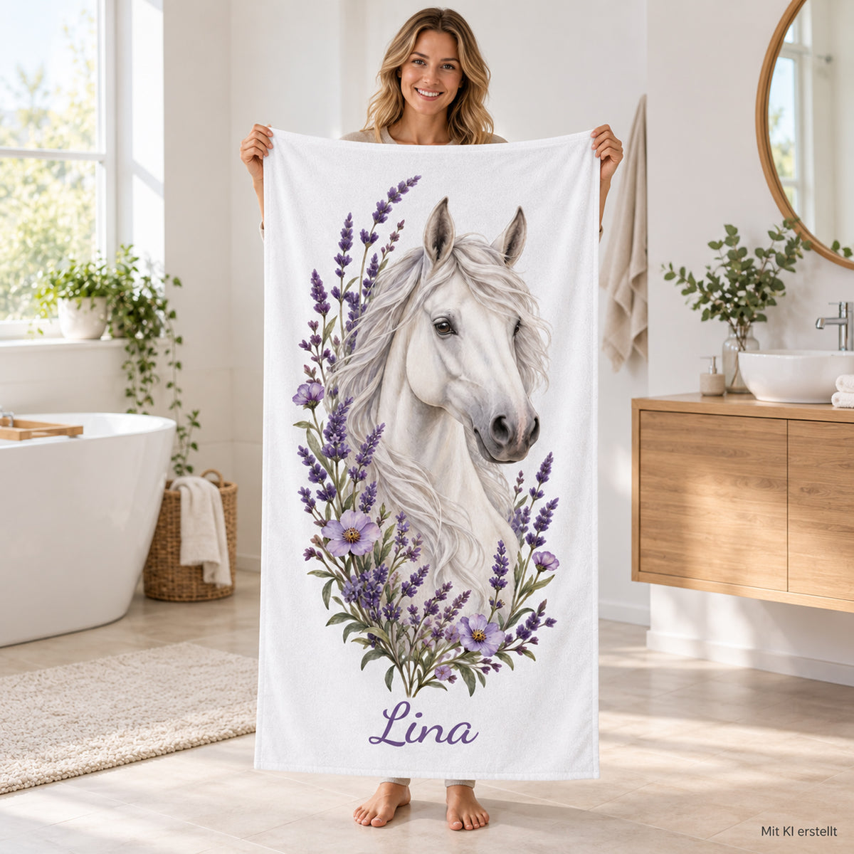 Handtuch mit Lavendel-Schimmel und Wunschname – Produktansicht 7
